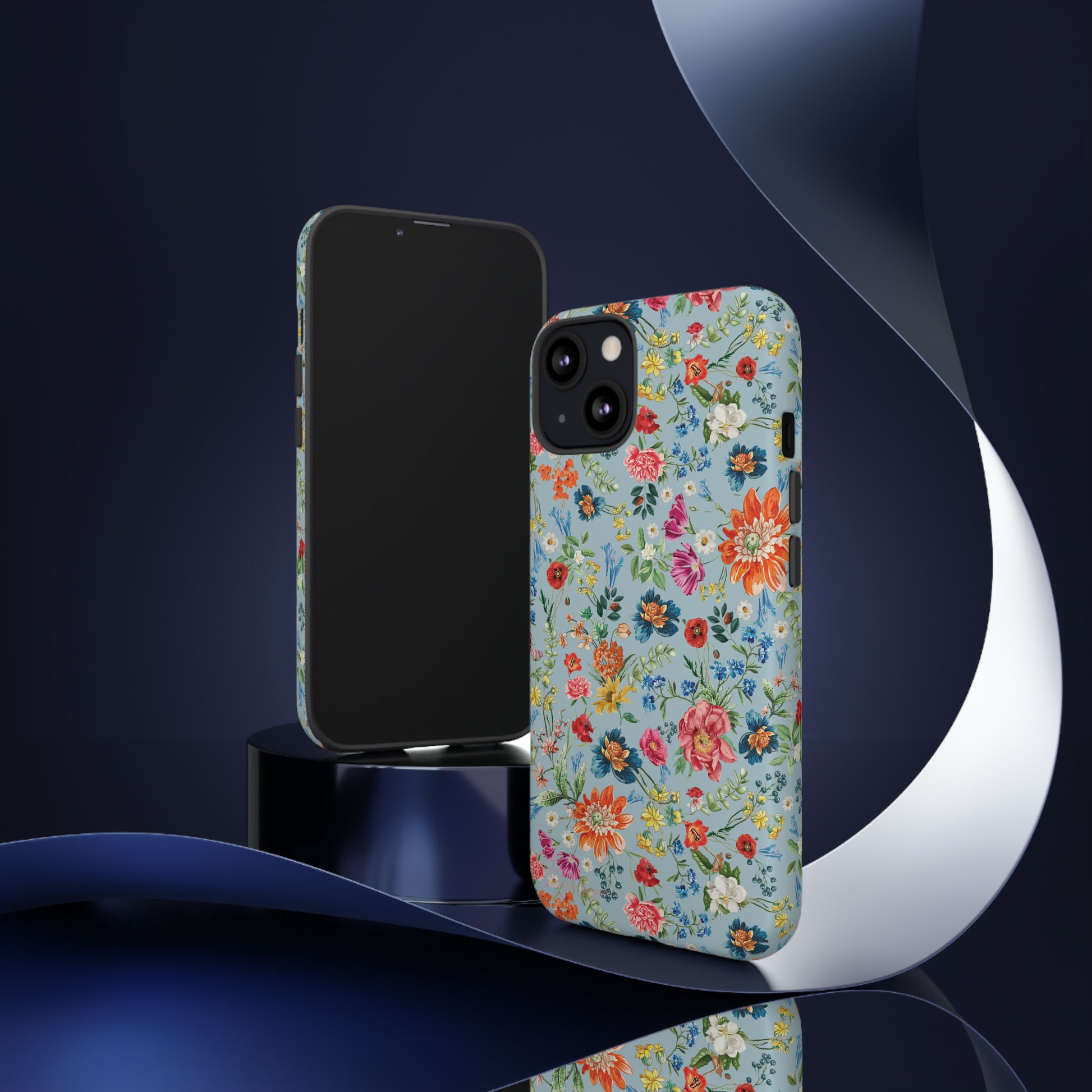 Blossom in Color: Wildflower Floral Colorful Design iPhone Tough Protective Cover. Vibrant flowers in Turquoise and Pink, compatible with iPhone 15, 14, 13, XS, XR Pro/Max/Mini/P/Plus. Embrace Nature's Palette with Style and Durability. #ElizaSinger #PhoneCase #FloralDesign