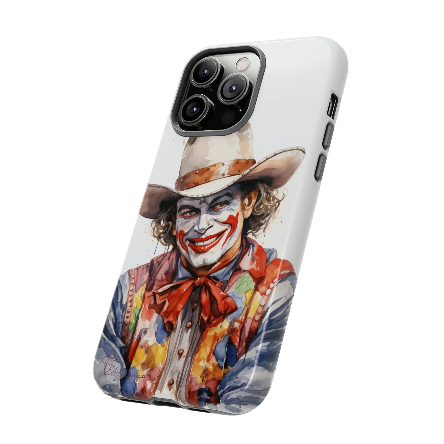 Unveiling our Tough Western Cell Phone Case: Watercolor Rodeo Clown Edition! Immerse yourself in the world of rodeo with this charming watercolor depiction of a rodeo clown on a white background. A perfect blend of style and durability.