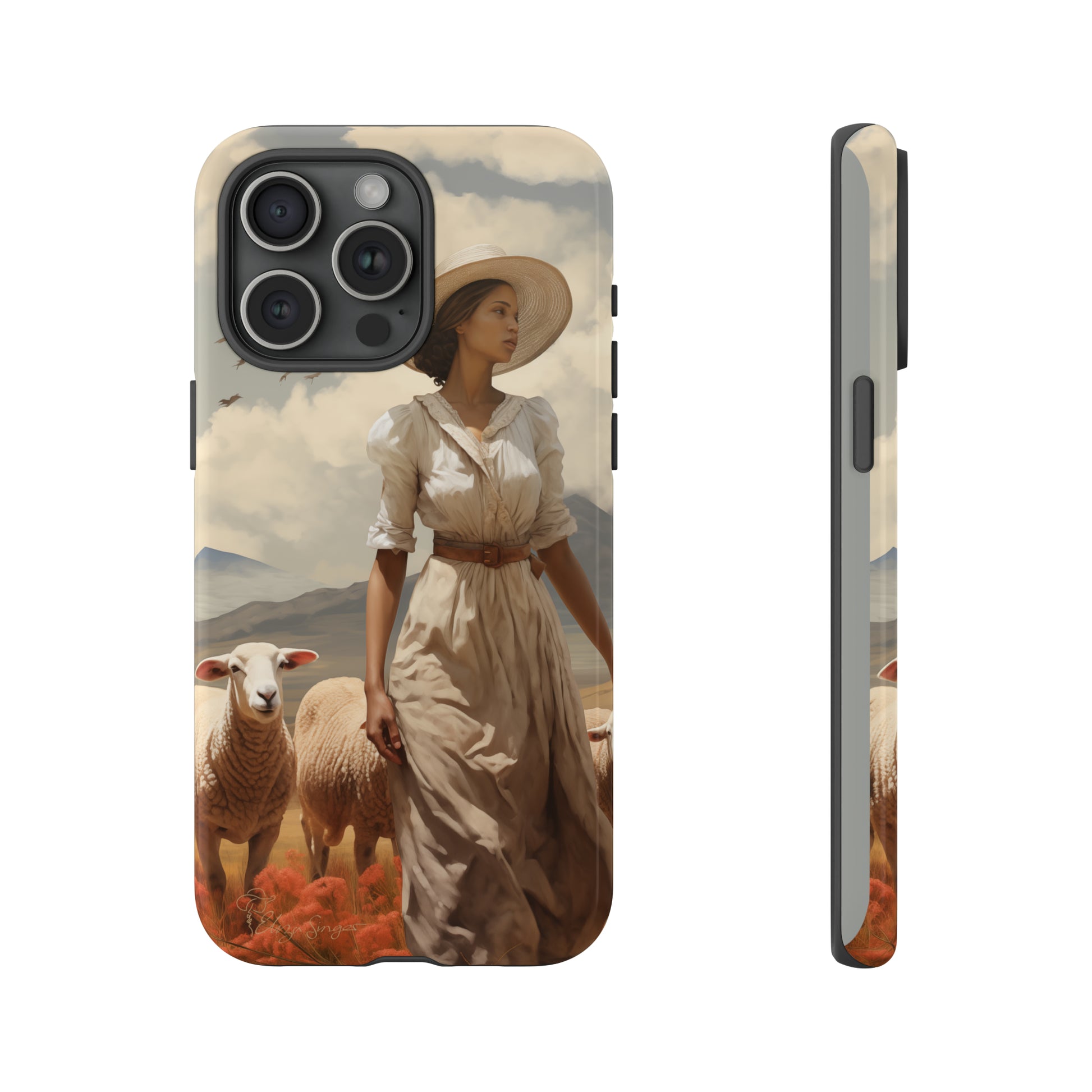 Misty Prairie Wanderer: Elevate your Tough Western Cell Phone Case with a captivating twist. This edition offers a misty take on the vintage painted design, providing a unique and enchanting touch. Experience the allure of the unknown. #ElizaSinger #PhoneCase #VintageDesign