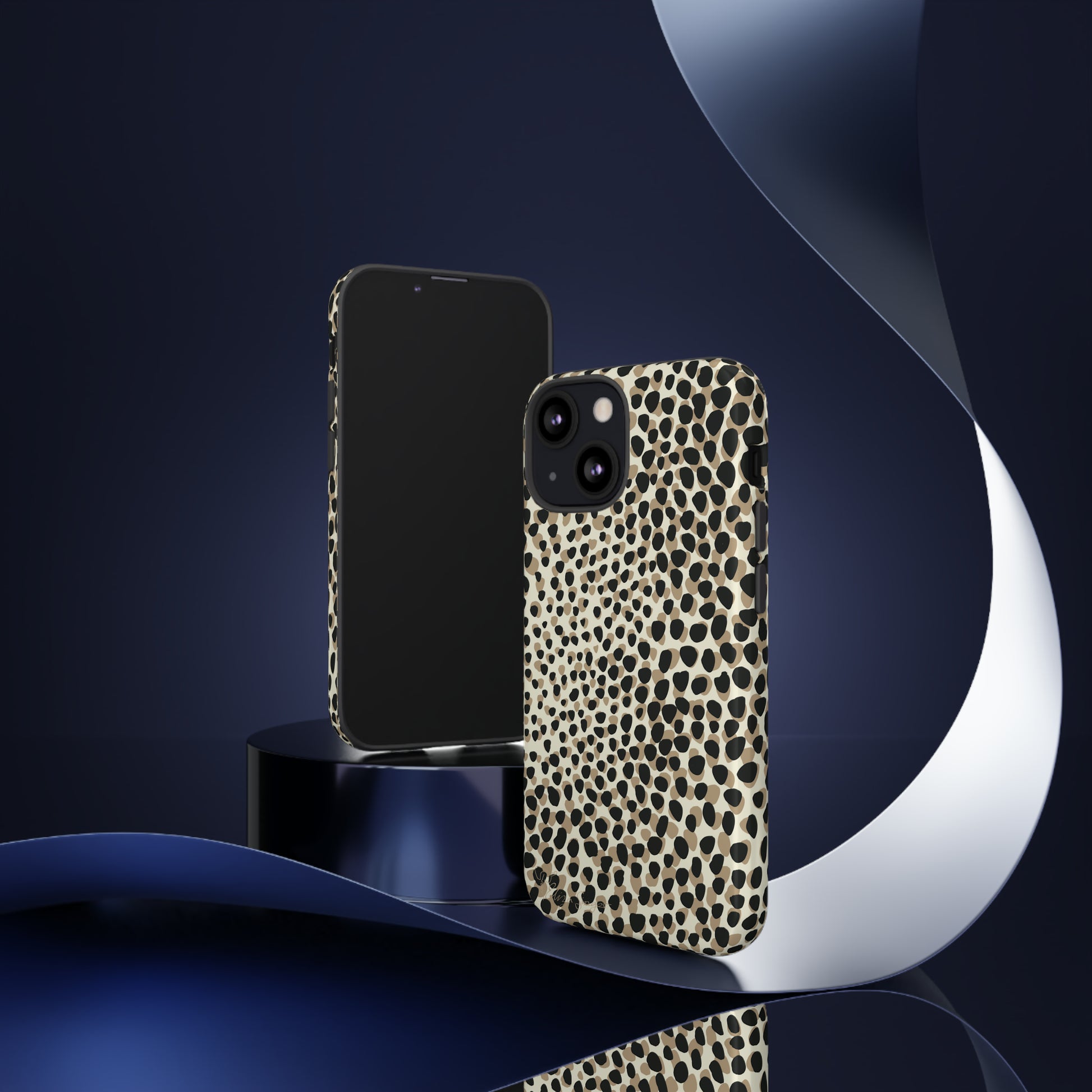Elevate Your Tech: Abstract Neutral Animal Print iPhone Tough Protective Cover. Leopard-Painted Design in Beige and Black. Compatible with iPhone 15, 14, 13, XS, XR Pro/Max/Mini/P/Plus. Combine Style with Durability. #ElizaSinger #PhoneCase #LeopardPrint 