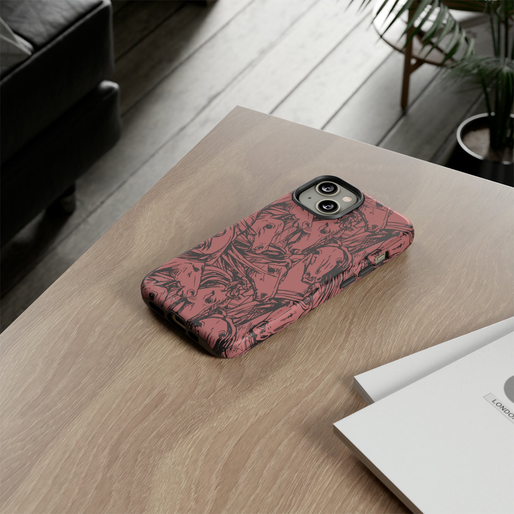 Gallop in Style: Horse Art Western Design iPhone Tough Protective Cover. Featuring a Scribble Horse Drawing, compatible with iPhone 15, 14, 13, 12, 11, XS, XR Pro/Max/Mini/P/Plus. Unleash the Rider in You with Style and Durability. #ElizaSinger #PhoneCase #WesternArt