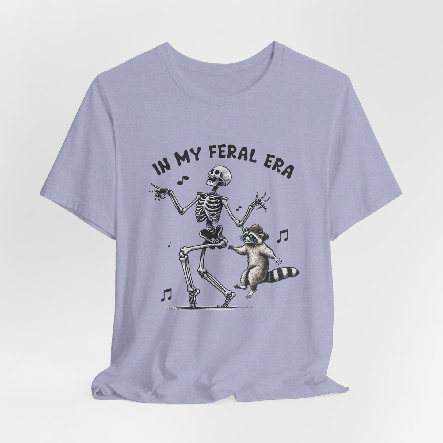 Feral Era: Halloween Bella Canvas T-shirt with Skeleton and Raccoon