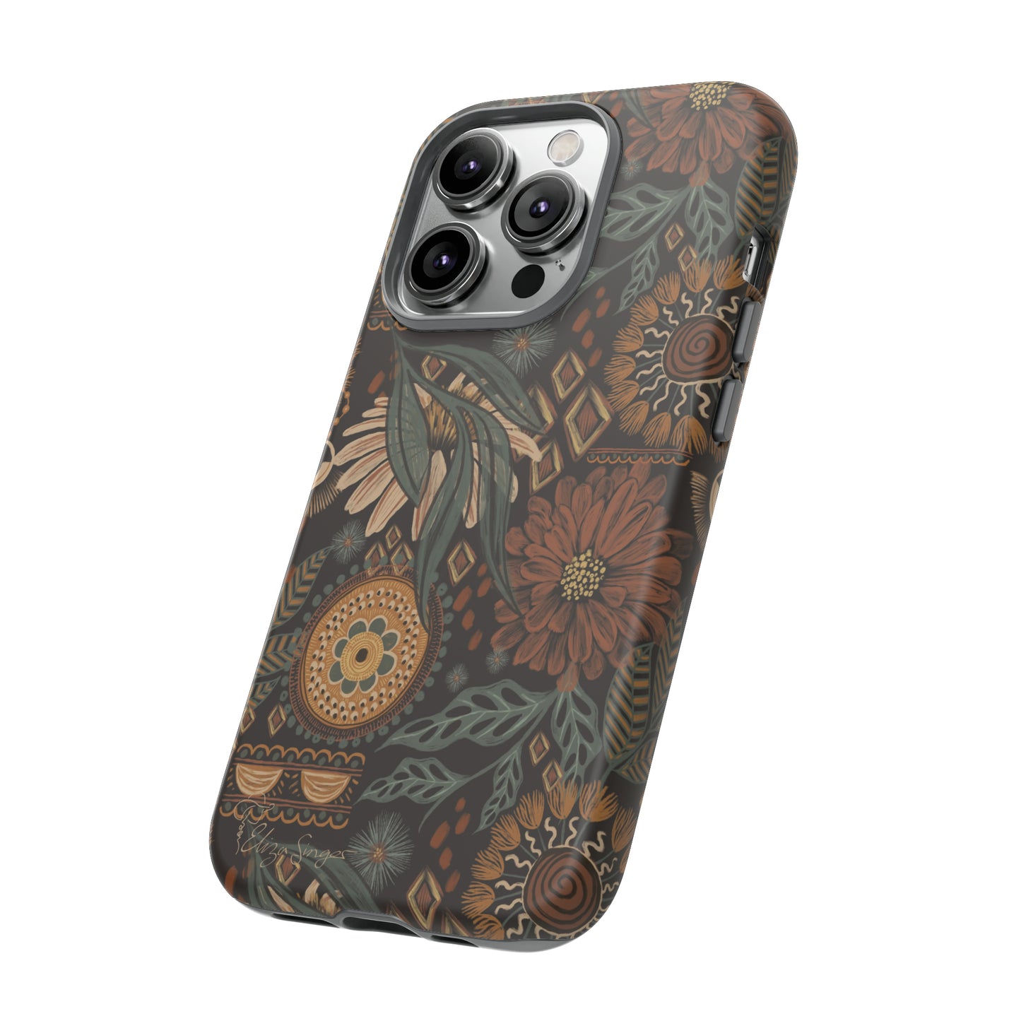 Rustic Boho Bloom: Blissfully Boho Rustic Daisy iPhone Tough Protective Cover. An artful fusion of Flowers, Boho, and floral daisies in a Western design. Compatible with iPhone 15, 14, 13, XS, XR Pro/Max/Mini/P/Plus. Embrace Bohemian Elegance with Durability and Style. #ElizaSinger #PhoneCase #BohoFloral
