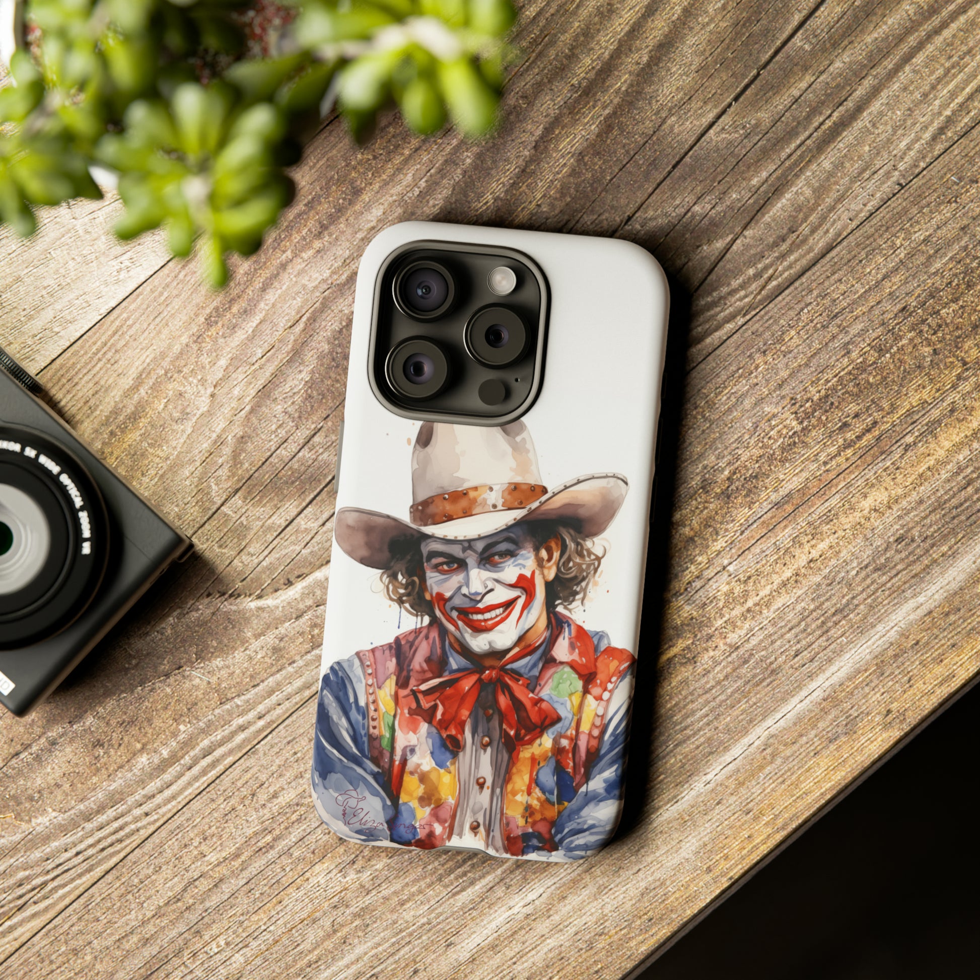 Unveiling our Tough Western Cell Phone Case: Watercolor Rodeo Clown Edition! Immerse yourself in the world of rodeo with this charming watercolor depiction of a rodeo clown on a white background. A perfect blend of style and durability.