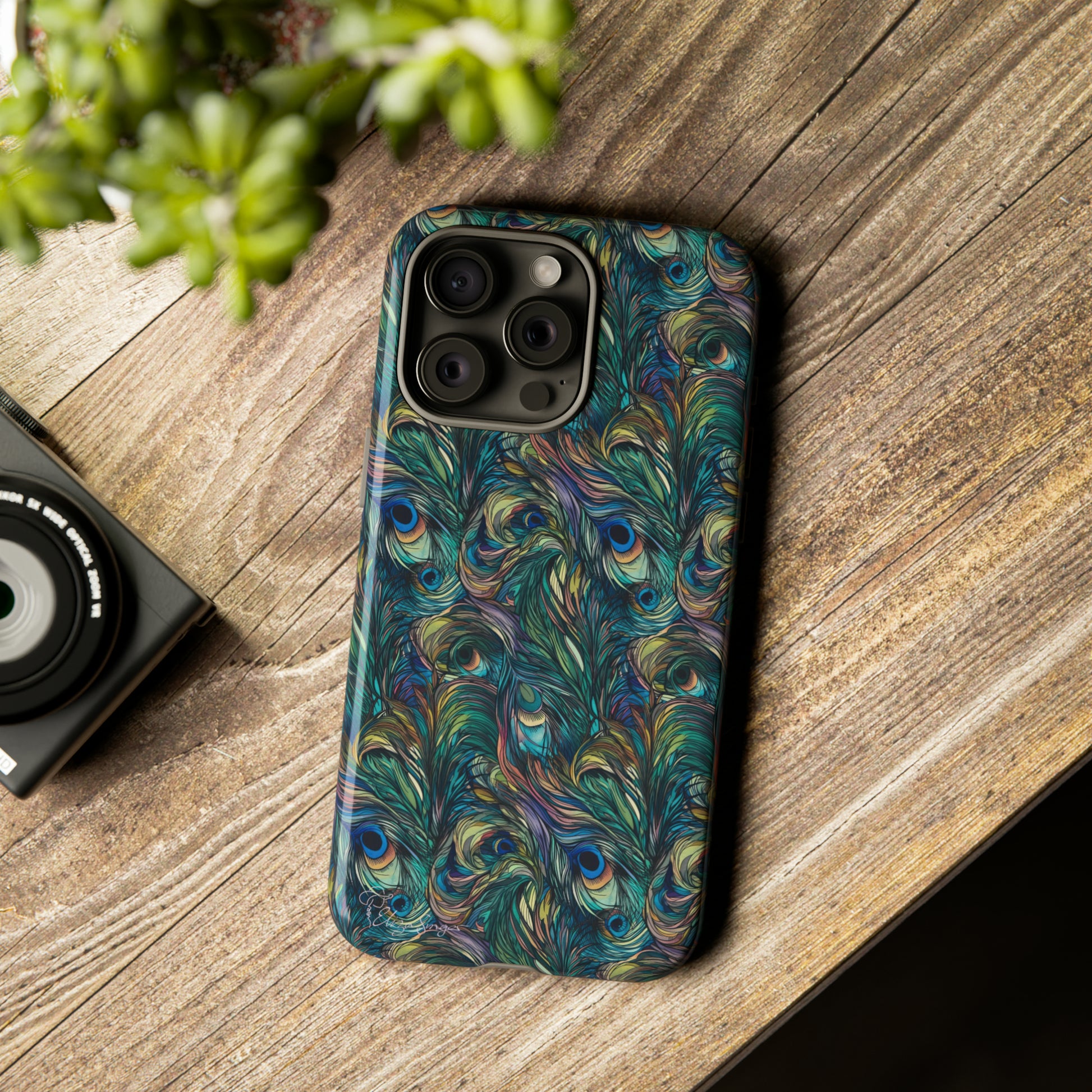 Feathered Elegance: Boho Feather Peacock Vibrant Art iPhone Tough Protective Cover. Adorned with Turquoise Feathers, compatible with iPhone 15, 14, 13, XS, XR Pro/Max/Mini/P/Plus. Embrace Bohemian Vibes with Style and Durability. #ElizaSinger #PhoneCase #BohoFeathers