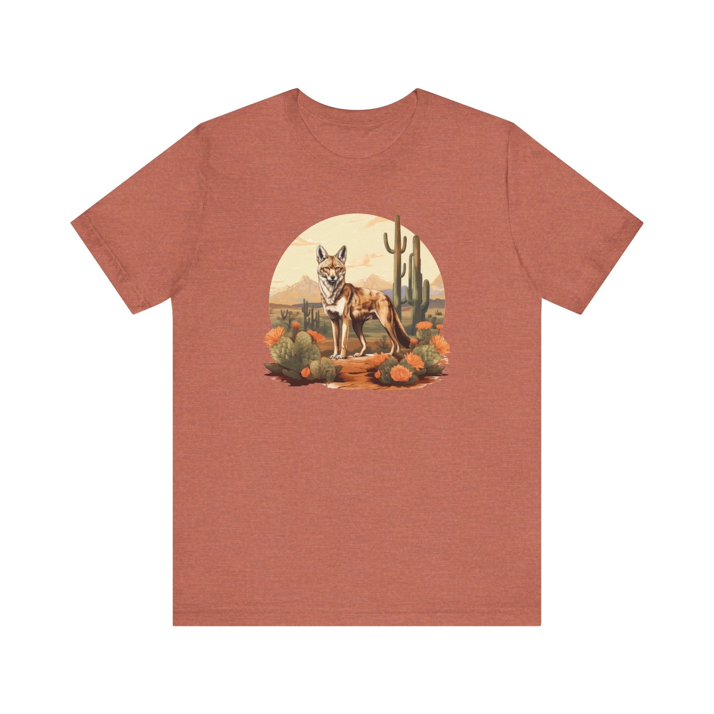 Desert Nomad: Bella Canvas T-shirt with Jackal and Cactus