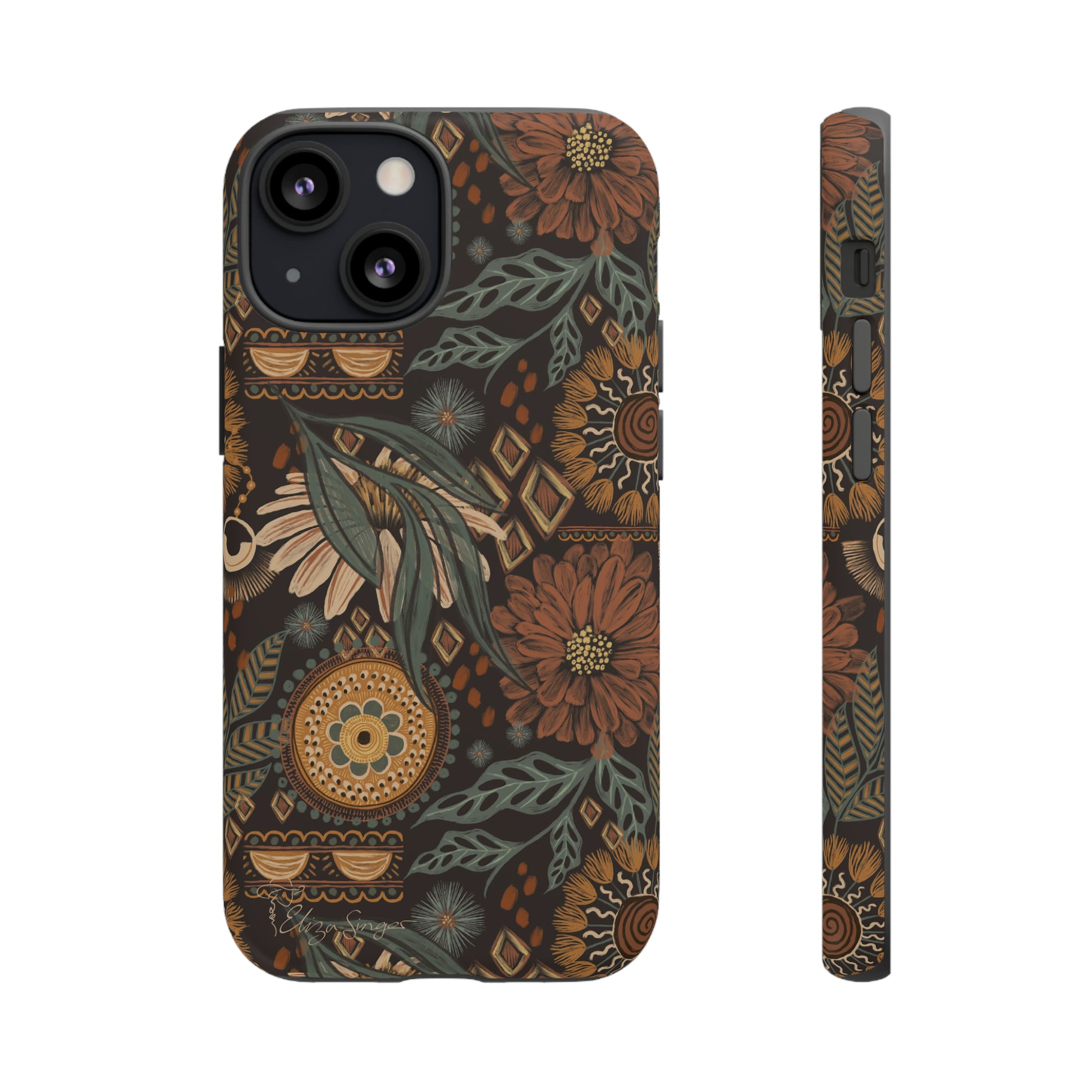 Rustic Boho Bloom: Blissfully Boho Rustic Daisy iPhone Tough Protective Cover. An artful fusion of Flowers, Boho, and floral daisies in a Western design. Compatible with iPhone 15, 14, 13, XS, XR Pro/Max/Mini/P/Plus. Embrace Bohemian Elegance with Durability and Style. #ElizaSinger #PhoneCase #BohoFloral
