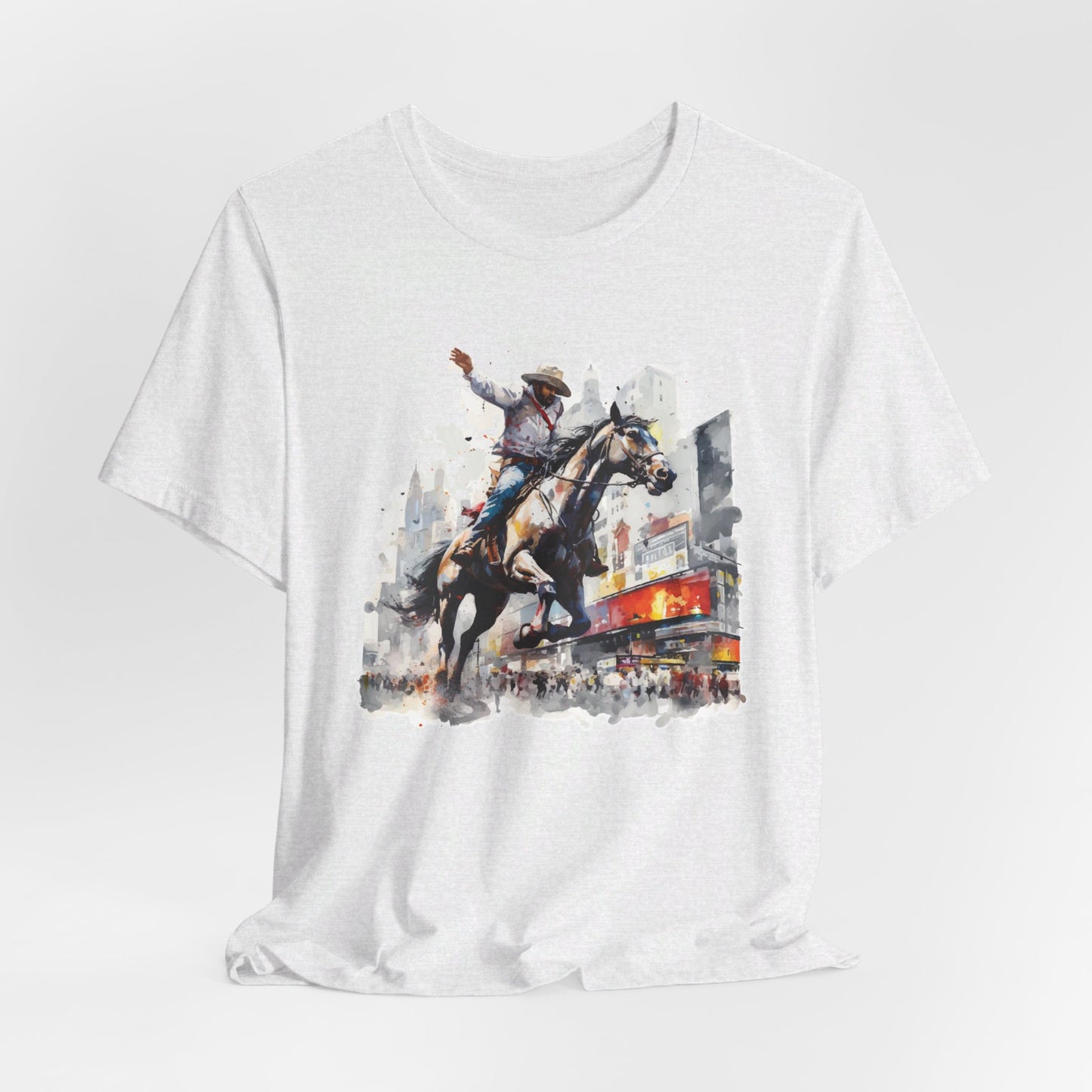 Urban Rodeo: Bella Canvas T-shirt with Cowboy in Times Square
