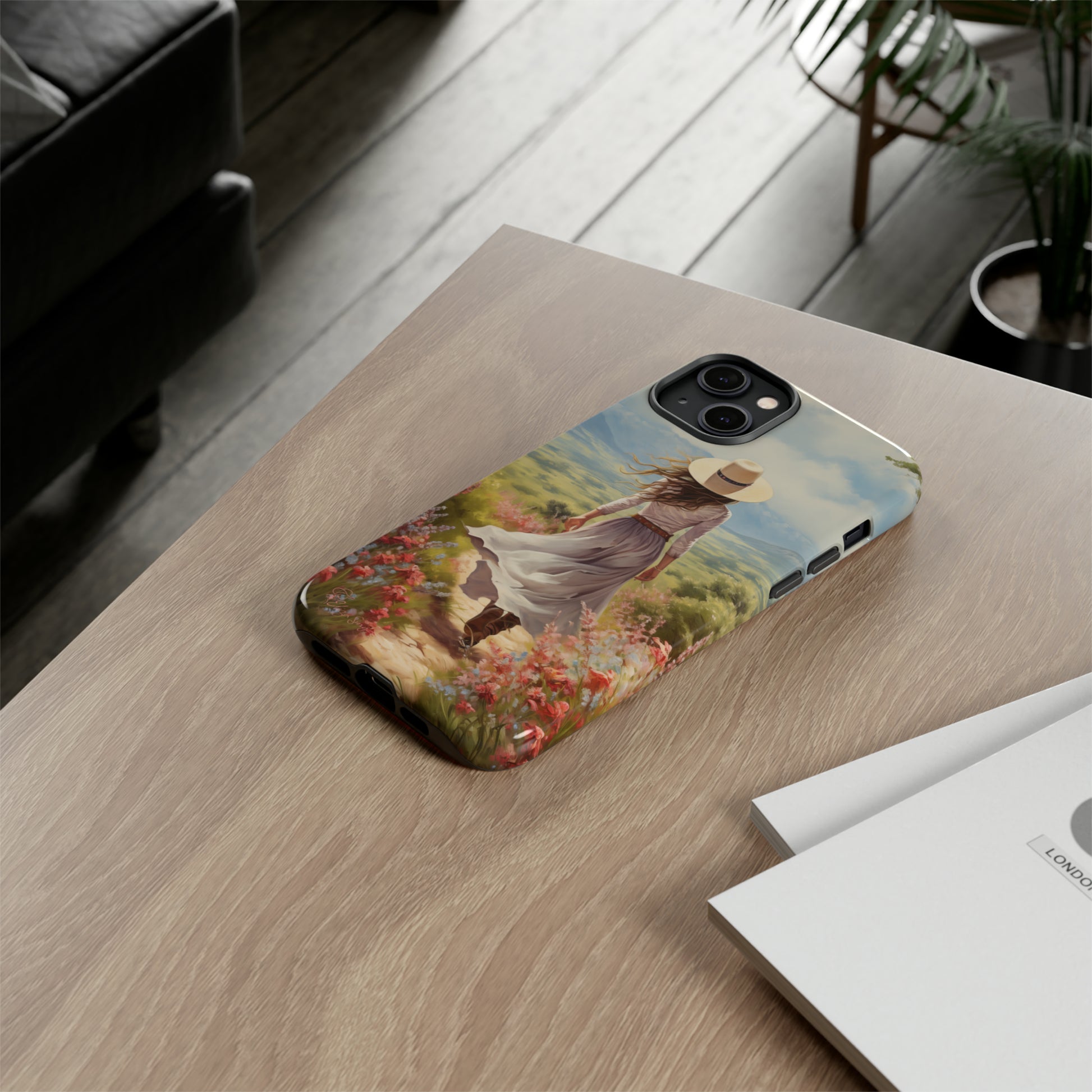 Embrace Whimsical Protection: Tough Western Cell Phone Case by Eliza Singer. Step into a World of Enchantment with a Stylish Woman Amidst Nature's Beauty. Safeguard Your Phone with Artistic Charm. #ElizaSinger #PhoneCase #WesternStyle 
