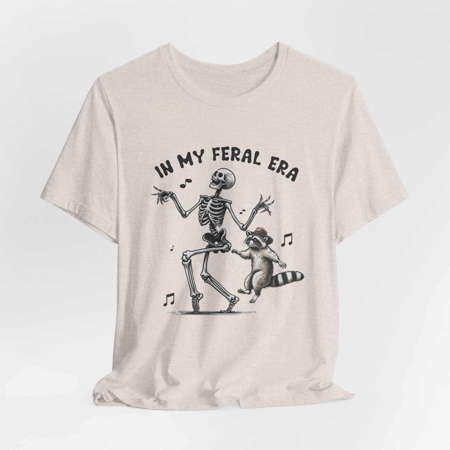 Feral Era: Halloween Bella Canvas T-shirt with Skeleton and Raccoon