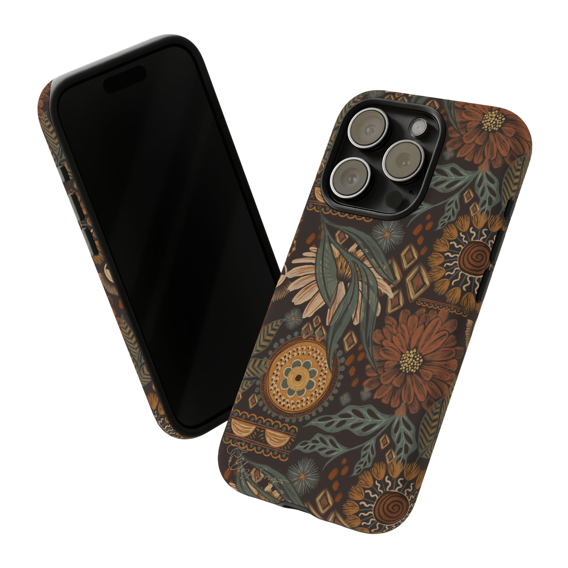 Rustic Boho Bloom: Blissfully Boho Rustic Daisy iPhone Tough Protective Cover. An artful fusion of Flowers, Boho, and floral daisies in a Western design. Compatible with iPhone 15, 14, 13, XS, XR Pro/Max/Mini/P/Plus. Embrace Bohemian Elegance with Durability and Style. #ElizaSinger #PhoneCase #BohoFloral