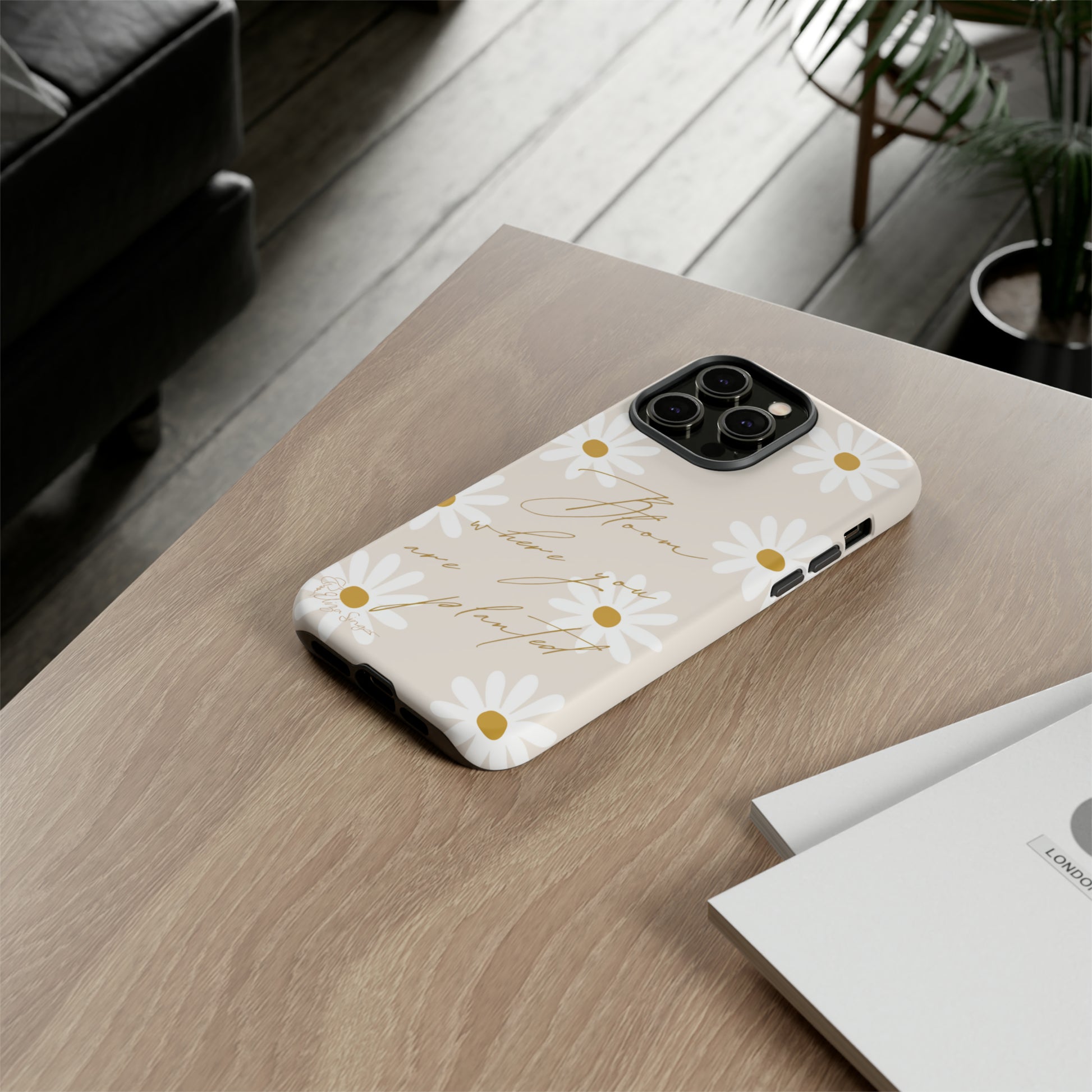 Sunny Boho Blooms: Boho Flower Daisy iPhone Tough Protective Case. A lively fusion of Flowers, Boho, and floral daisies design. Compatible with iPhone 15, 14, 13, XS, XR Pro/Max/Mini/P/Plus. Elevate Your Device with Bohemian Charm and Durability. #ElizaSinger #PhoneCase #FloralDesign