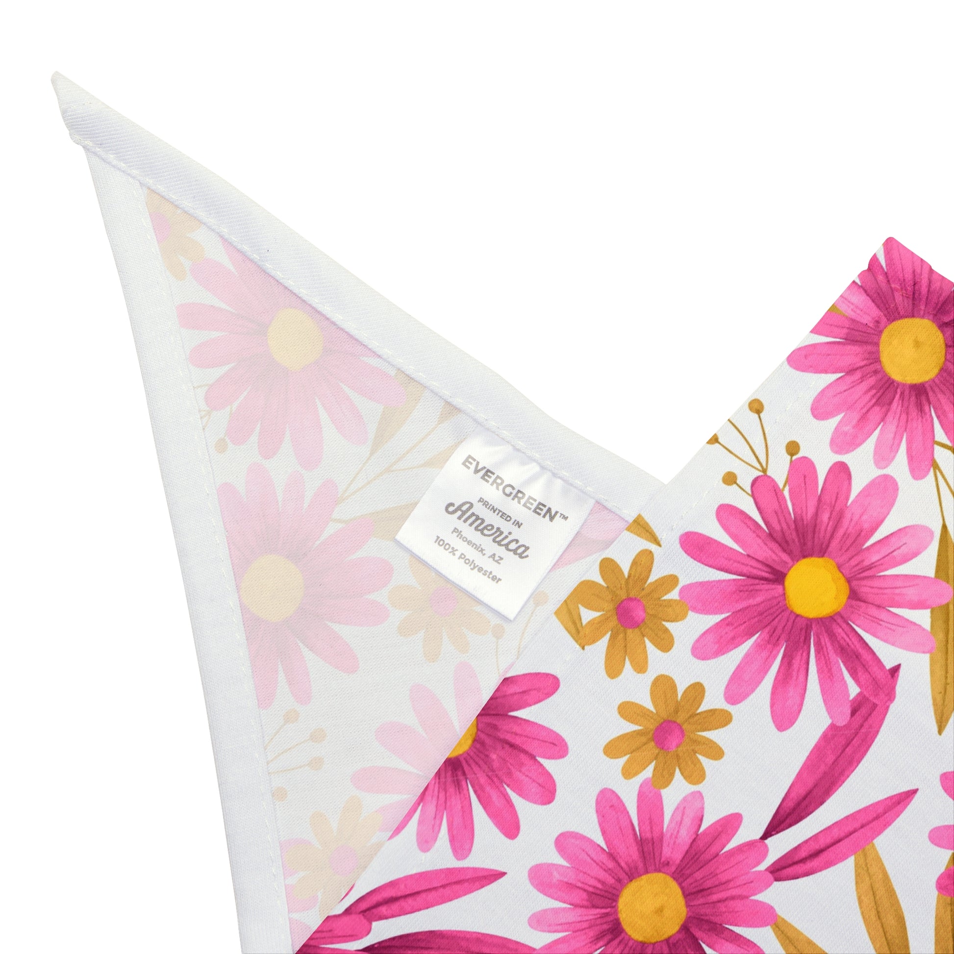 Add a pop of color to your dog's style with our Pink Daisy Delight Dog Bandana/Wild Rag. The white background with fun bright pink daisies creates a cheerful and vibrant look. Crafted from soft-spun polyester, this wild rag ensures comfort and style. Make your pup stand out with this exclusive design, available only at Eliza Singer. 