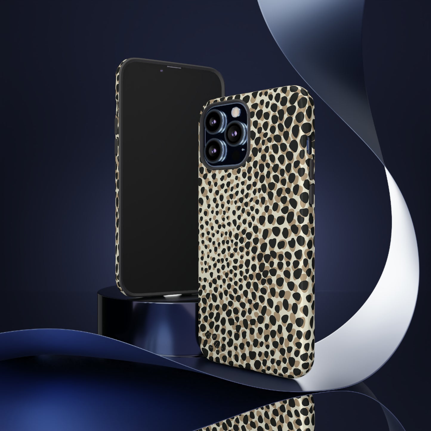 Elevate Your Tech: Abstract Neutral Animal Print iPhone Tough Protective Cover. Leopard-Painted Design in Beige and Black. Compatible with iPhone 15, 14, 13, XS, XR Pro/Max/Mini/P/Plus. Combine Style with Durability. #ElizaSinger #PhoneCase #LeopardPrint 