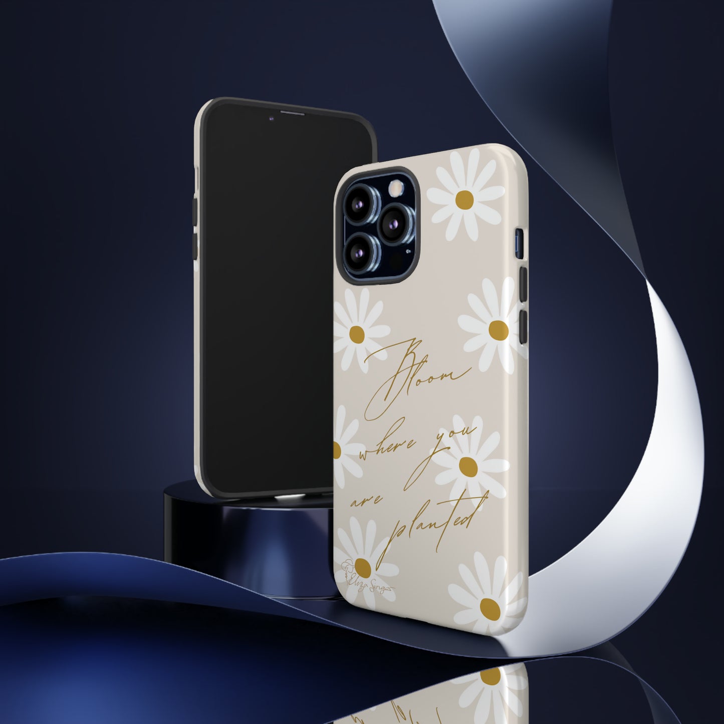 Sunny Boho Blooms: Boho Flower Daisy iPhone Tough Protective Case. A lively fusion of Flowers, Boho, and floral daisies design. Compatible with iPhone 15, 14, 13, XS, XR Pro/Max/Mini/P/Plus. Elevate Your Device with Bohemian Charm and Durability. #ElizaSinger #PhoneCase #FloralDesign