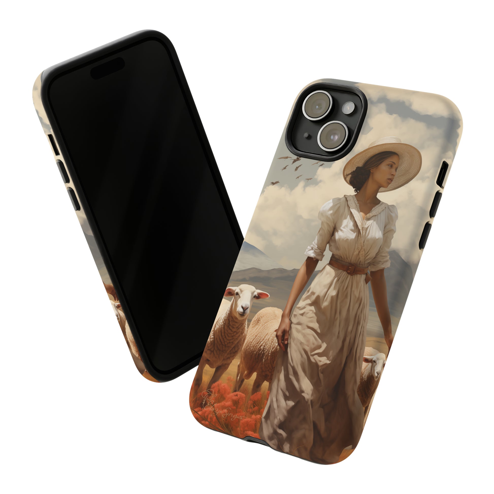 Misty Prairie Wanderer: Elevate your Tough Western Cell Phone Case with a captivating twist. This edition offers a misty take on the vintage painted design, providing a unique and enchanting touch. Experience the allure of the unknown. #ElizaSinger #PhoneCase #VintageDesign