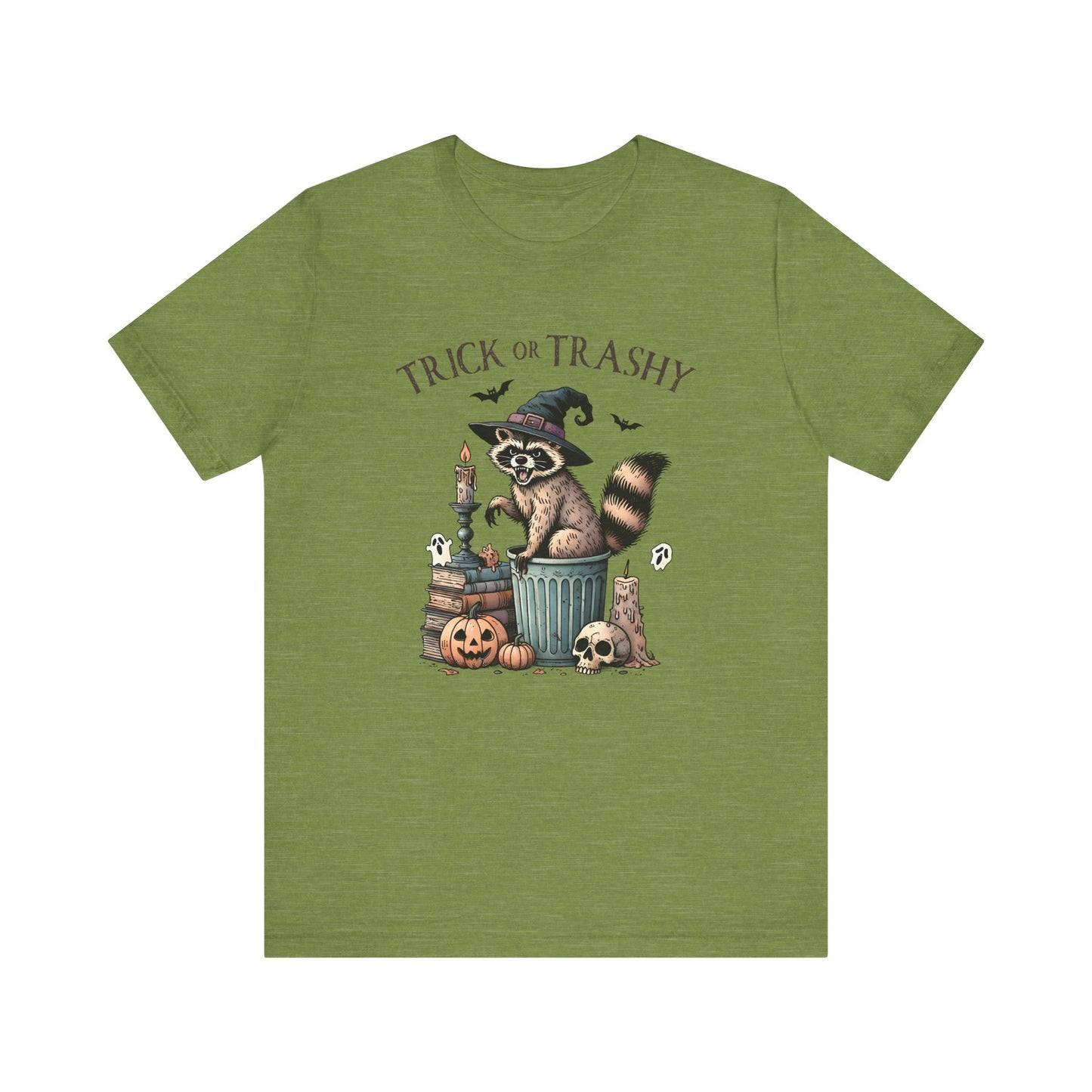 Trick or Trashy: Halloween Bella Canvas T-shirt with Raccoon