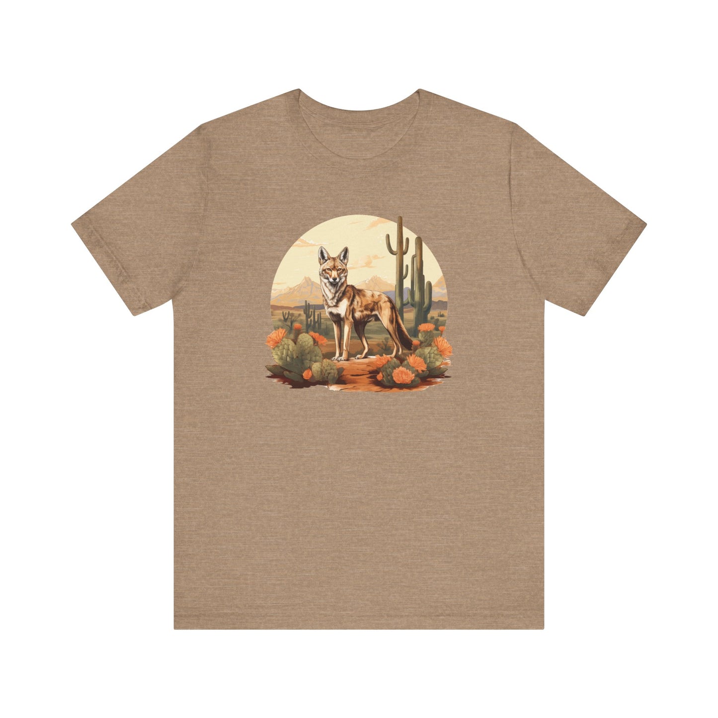 Desert Nomad: Bella Canvas T-shirt with Jackal and Cactus