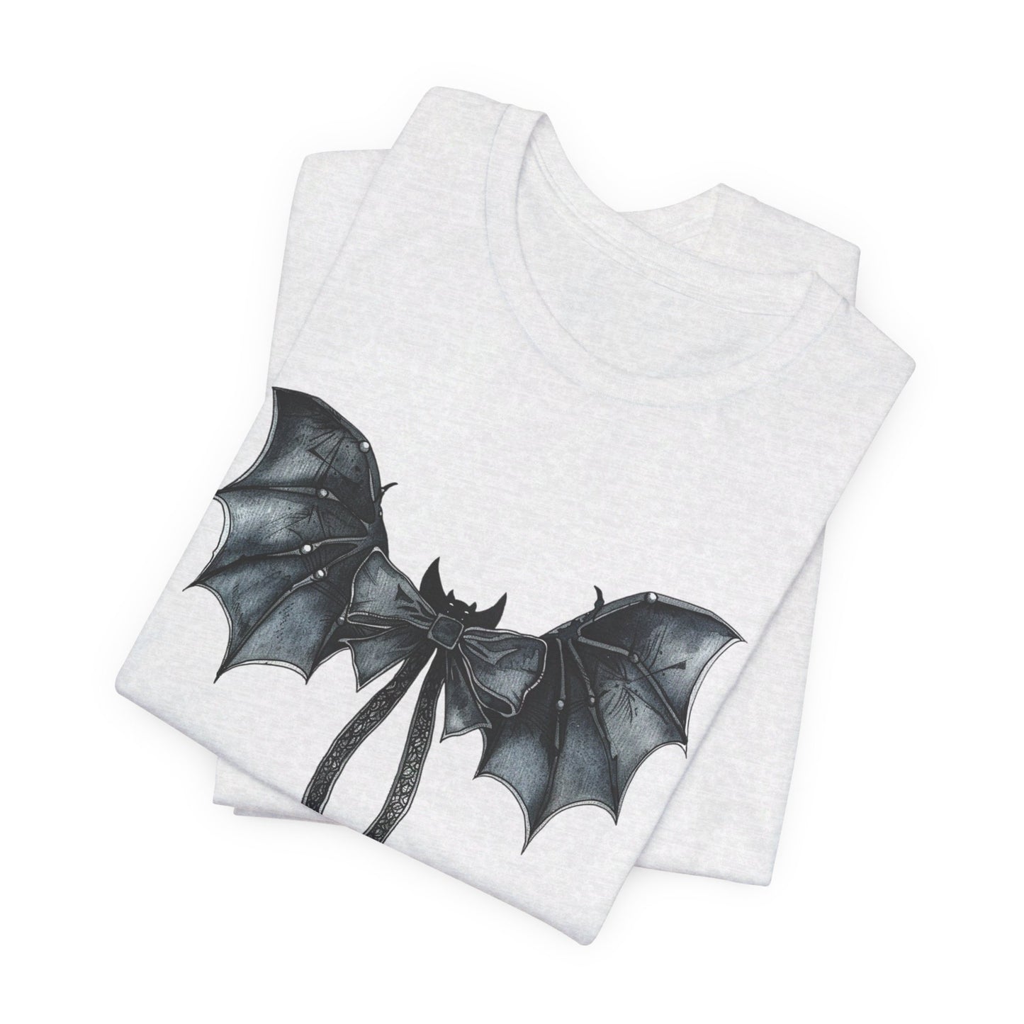 Subtle Spooks: Halloween Bella Canvas T-shirt with Minimalistic Bat Wing Design