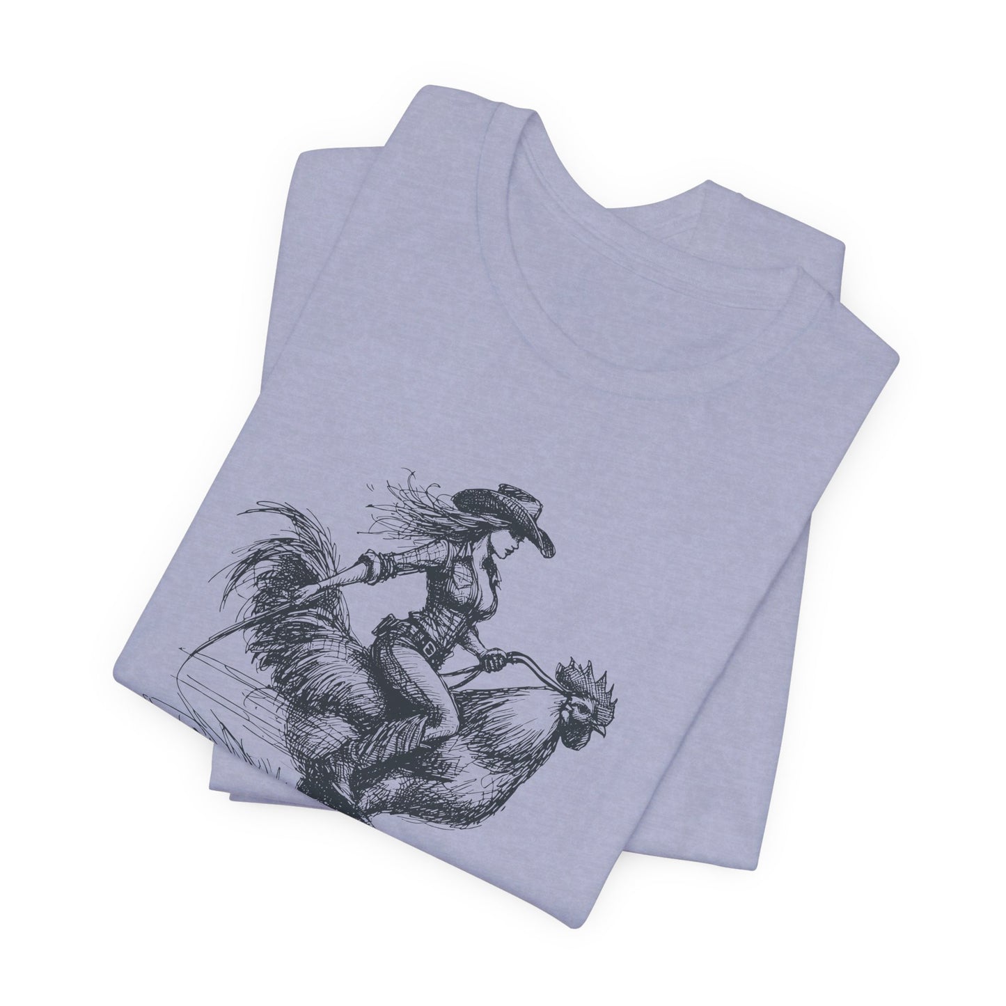 Scribble Style: Bella Canvas T-shirt with Cowgirl on Rooster