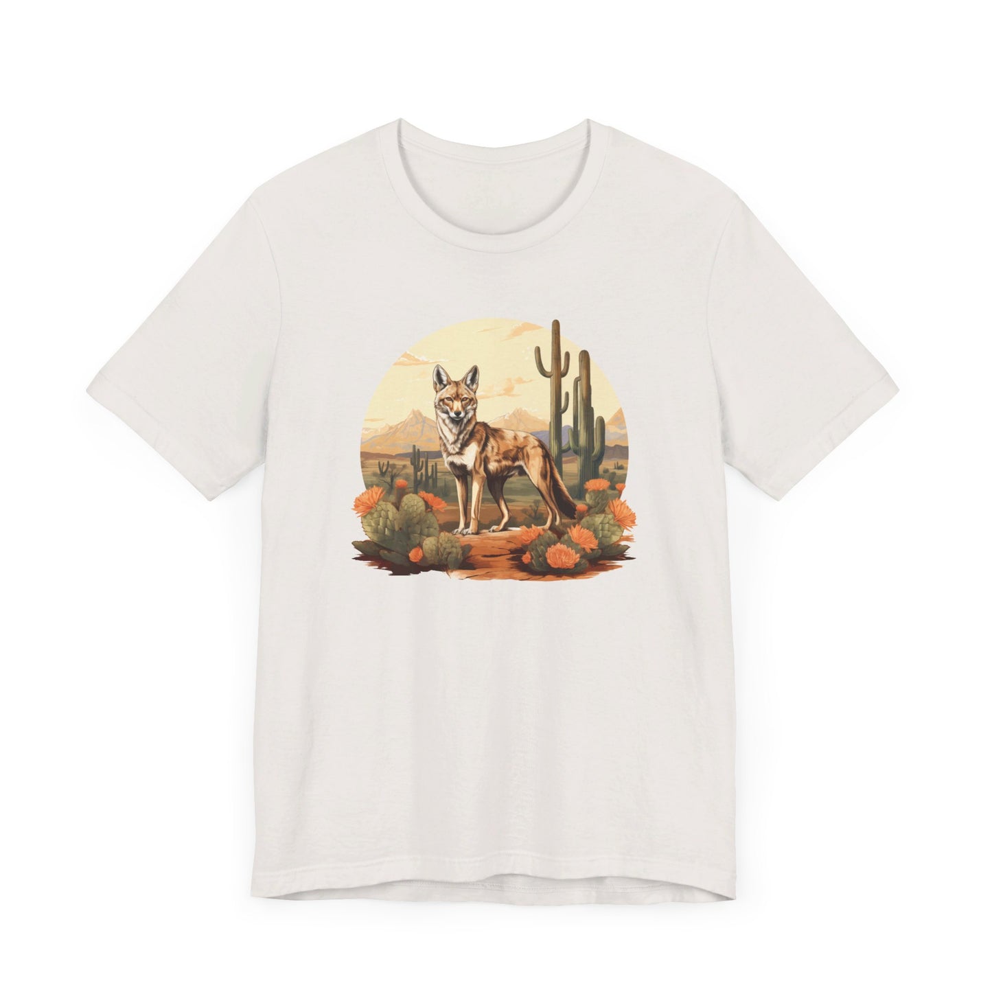 Desert Nomad: Bella Canvas T-shirt with Jackal and Cactus