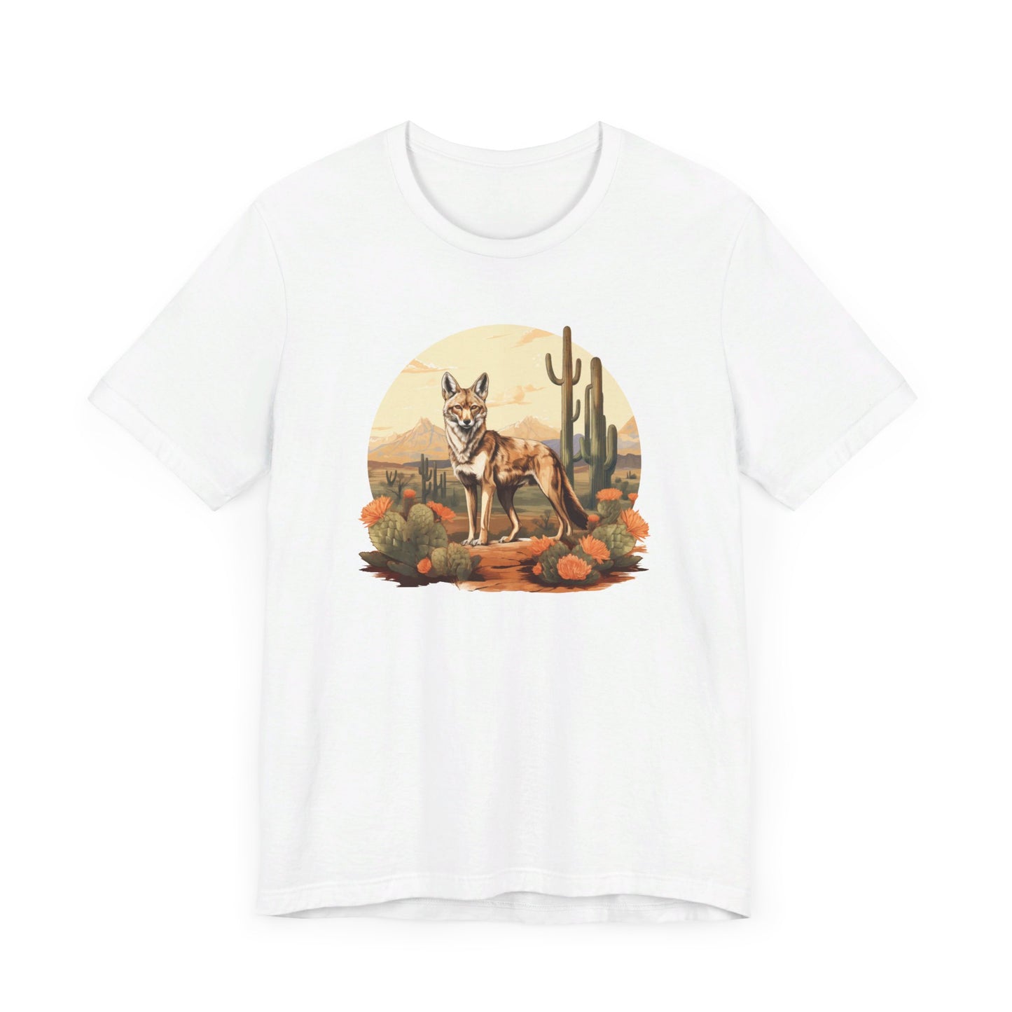 Desert Nomad: Bella Canvas T-shirt with Jackal and Cactus