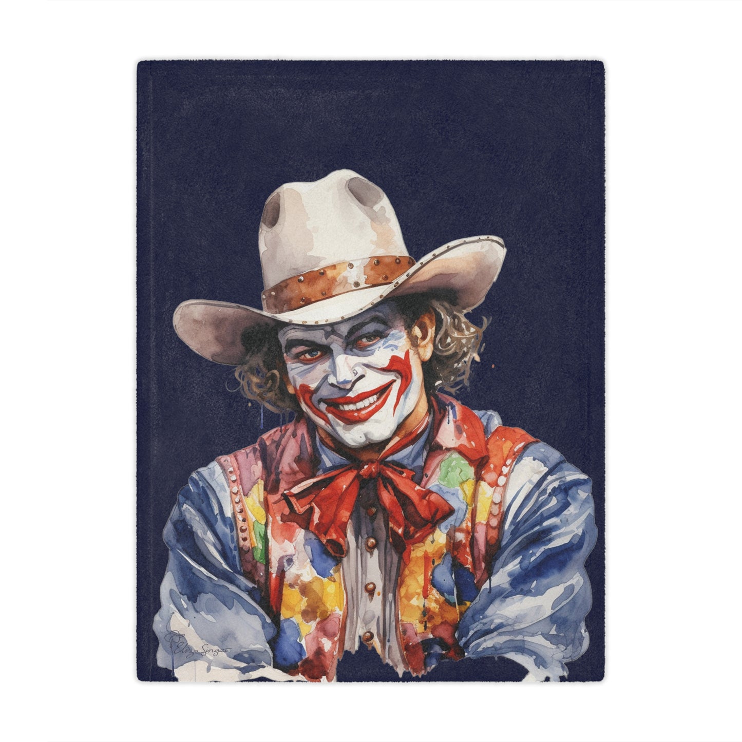 Dark Blue Rodeo Clown Minky Blanket