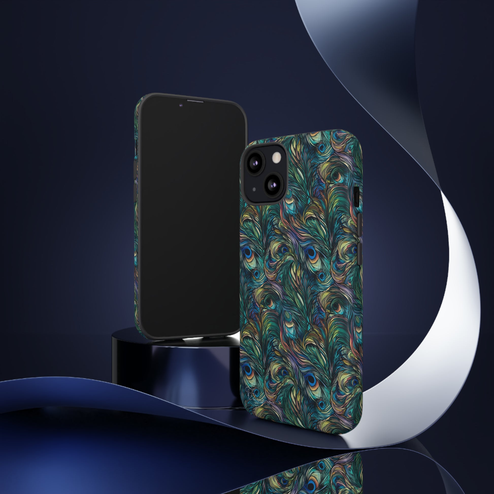 Feathered Elegance: Boho Feather Peacock Vibrant Art iPhone Tough Protective Cover. Adorned with Turquoise Feathers, compatible with iPhone 15, 14, 13, XS, XR Pro/Max/Mini/P/Plus. Embrace Bohemian Vibes with Style and Durability. #ElizaSinger #PhoneCase #BohoFeathers