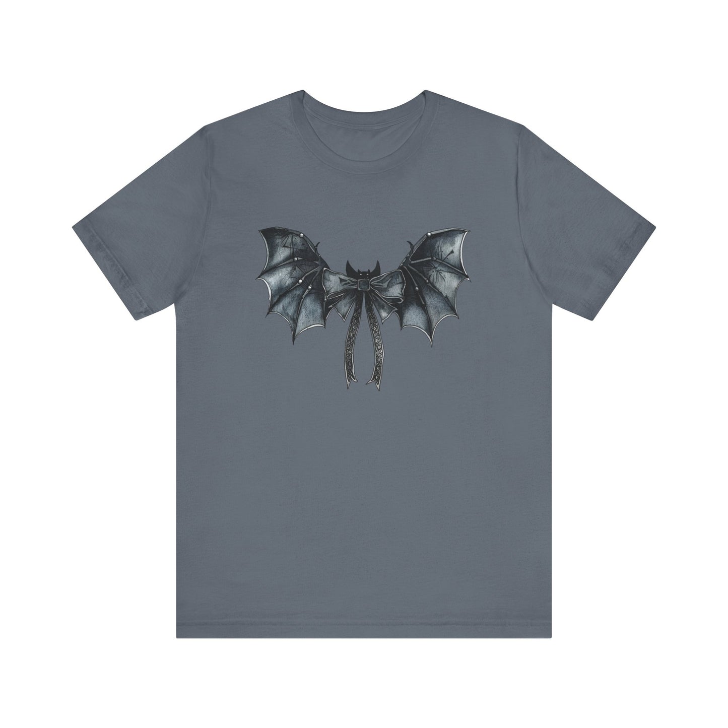 Subtle Spooks: Halloween Bella Canvas T-shirt with Minimalistic Bat Wing Design