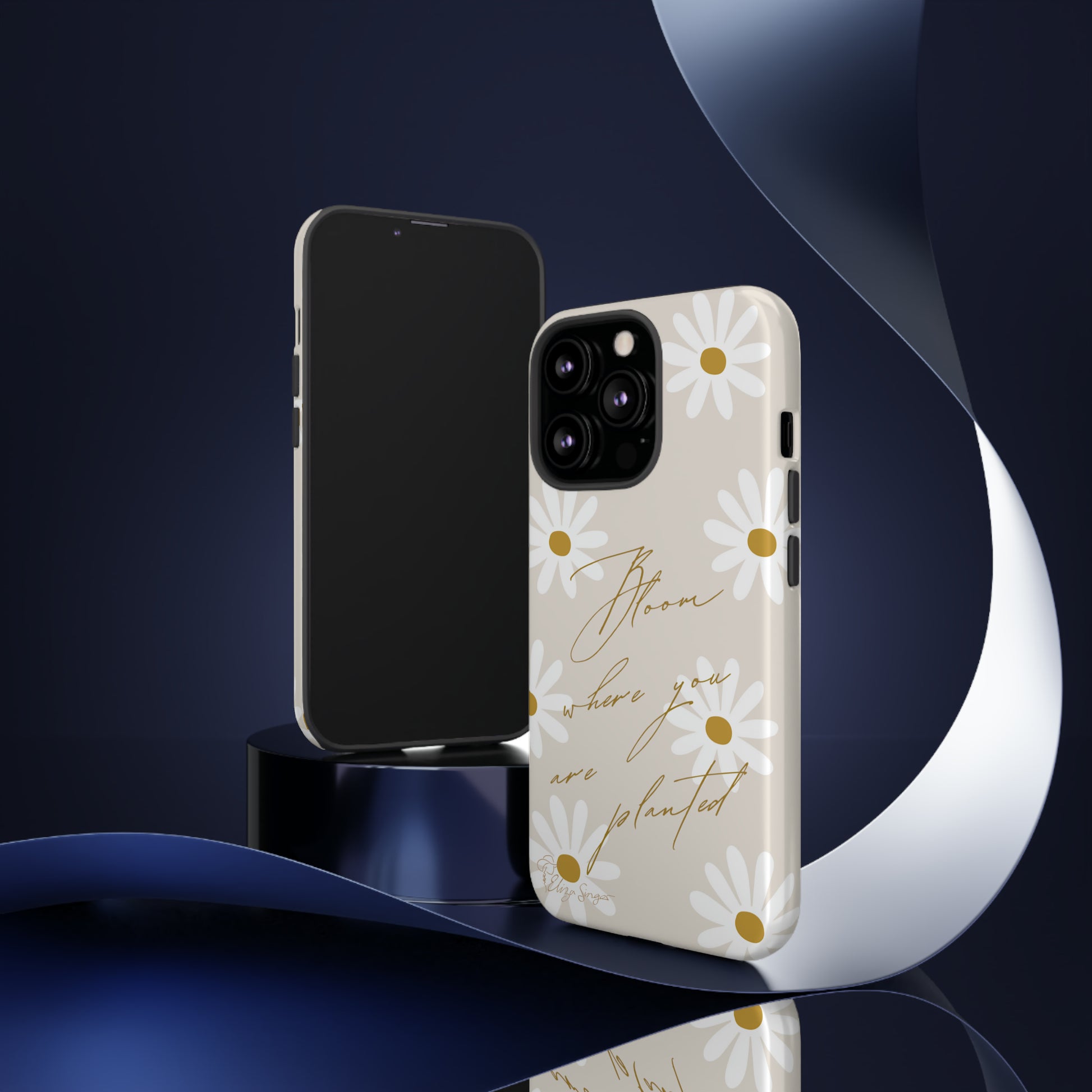 Sunny Boho Blooms: Boho Flower Daisy iPhone Tough Protective Case. A lively fusion of Flowers, Boho, and floral daisies design. Compatible with iPhone 15, 14, 13, XS, XR Pro/Max/Mini/P/Plus. Elevate Your Device with Bohemian Charm and Durability. #ElizaSinger #PhoneCase #FloralDesign