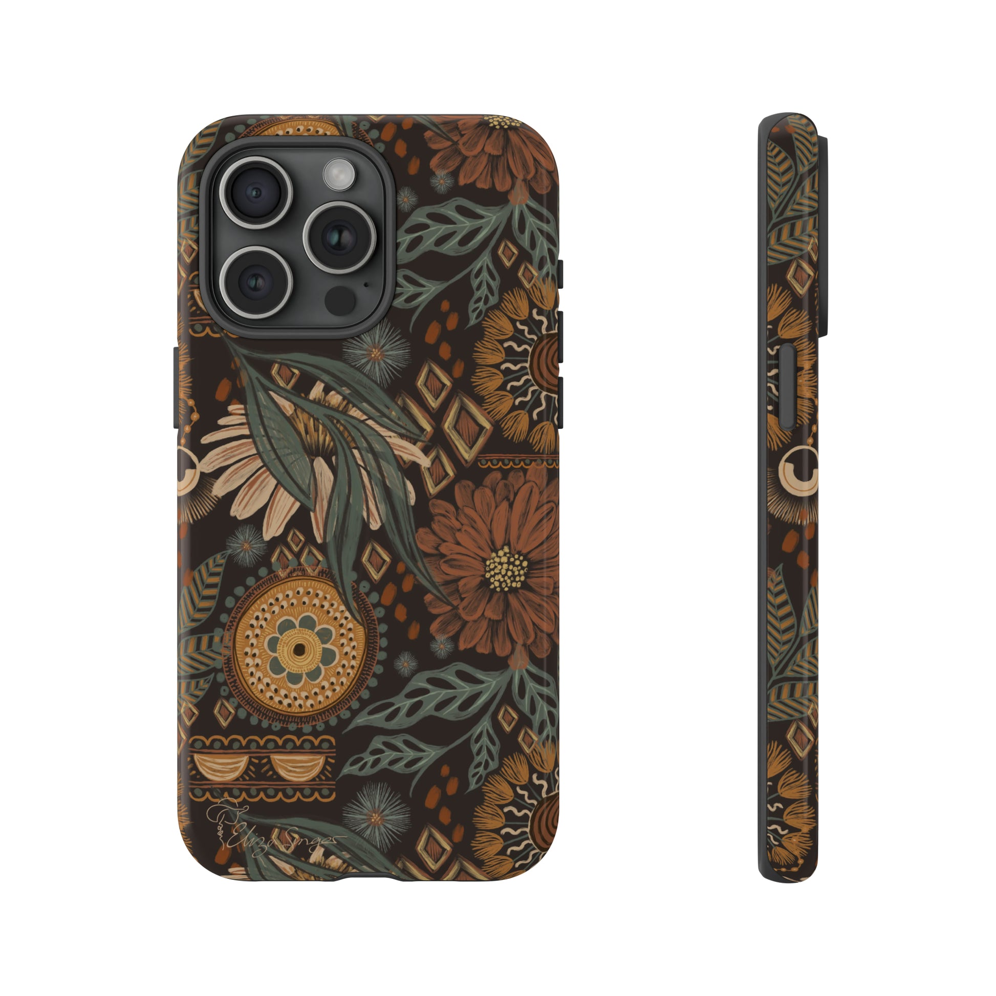 Rustic Boho Bloom: Blissfully Boho Rustic Daisy iPhone Tough Protective Cover. An artful fusion of Flowers, Boho, and floral daisies in a Western design. Compatible with iPhone 15, 14, 13, XS, XR Pro/Max/Mini/P/Plus. Embrace Bohemian Elegance with Durability and Style. #ElizaSinger #PhoneCase #BohoFloral