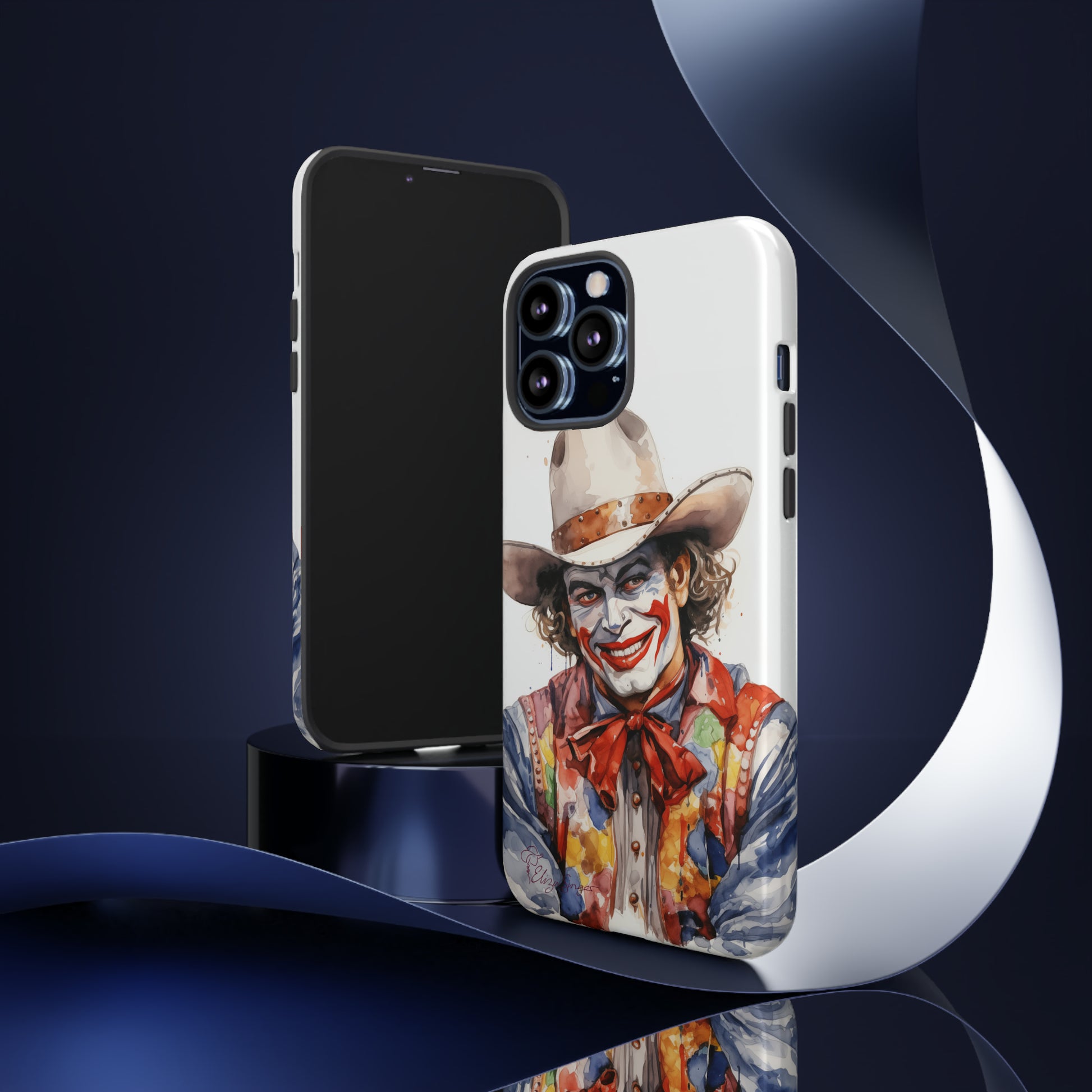 Unveiling our Tough Western Cell Phone Case: Watercolor Rodeo Clown Edition! Immerse yourself in the world of rodeo with this charming watercolor depiction of a rodeo clown on a white background. A perfect blend of style and durability.