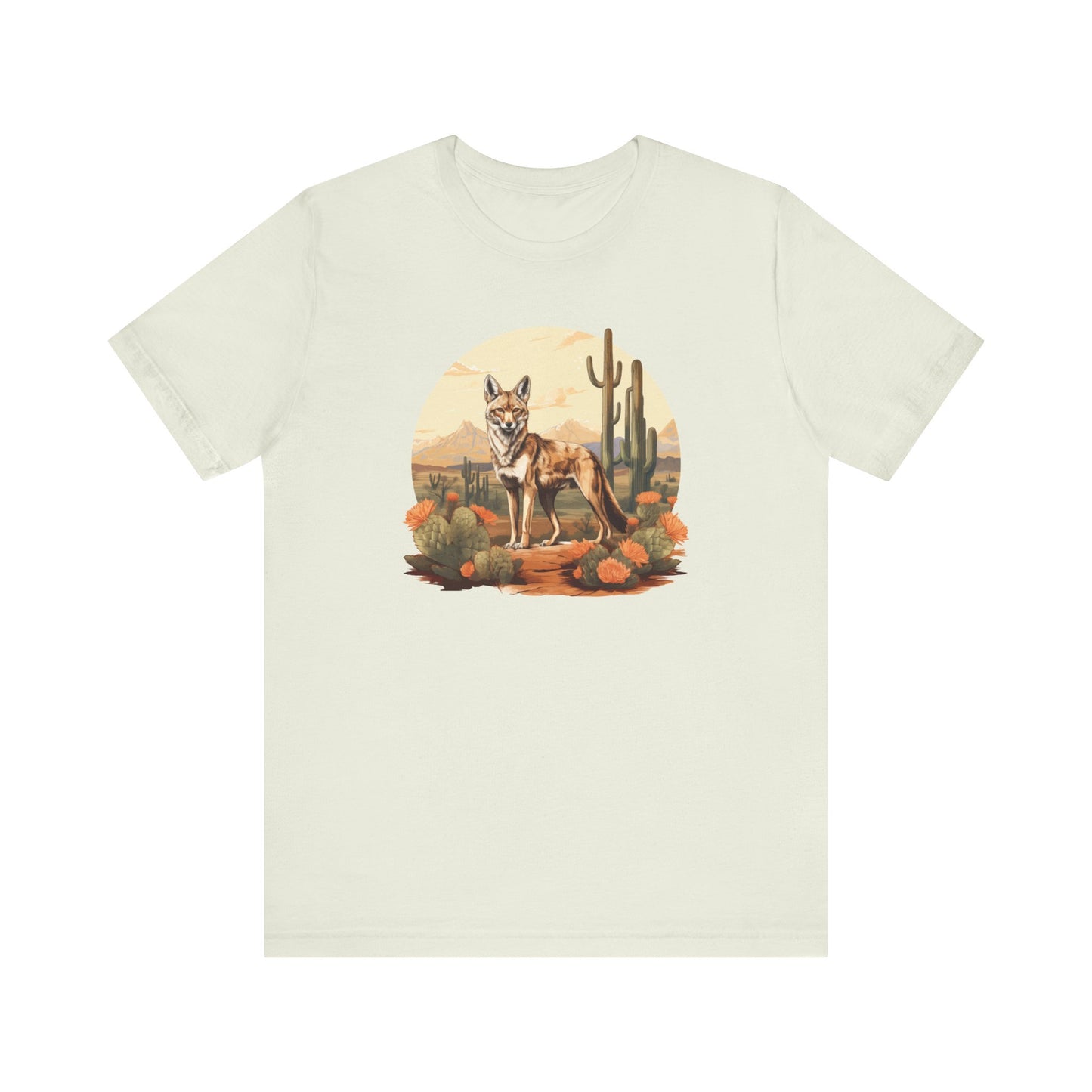 Desert Nomad: Bella Canvas T-shirt with Jackal and Cactus