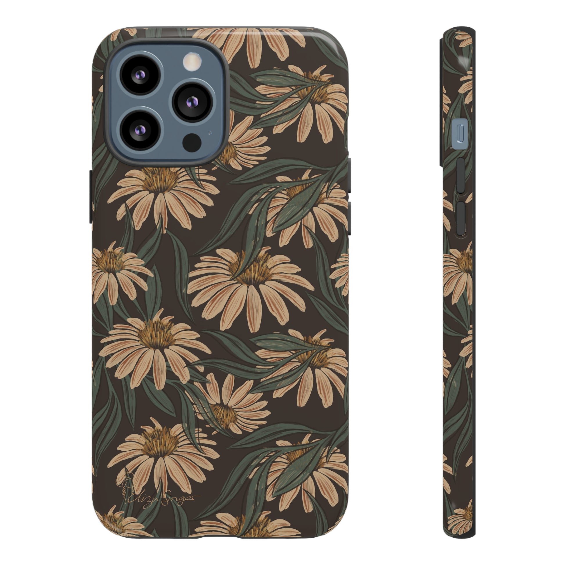 Meadows in Bloom: Boho Meadows Daisy iPhone Tough Protective Cover. A picturesque fusion of Flowers, Boho, and floral daisies in a Western design. Compatible with iPhone 15, 14, 13, XS, XR Pro/Max/Mini/P/Plus. Embrace Nature's Beauty with Style and Durability. #ElizaSinger #PhoneCase #BohoFloral