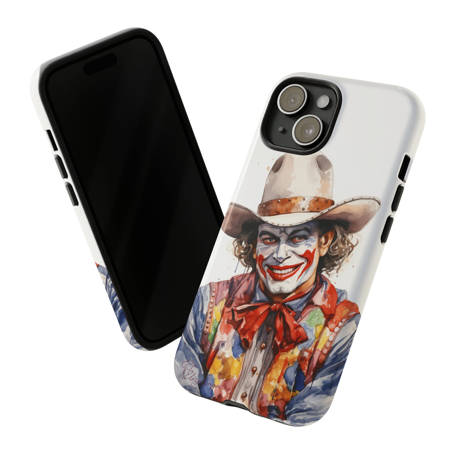 Unveiling our Tough Western Cell Phone Case: Watercolor Rodeo Clown Edition! Immerse yourself in the world of rodeo with this charming watercolor depiction of a rodeo clown on a white background. A perfect blend of style and durability.