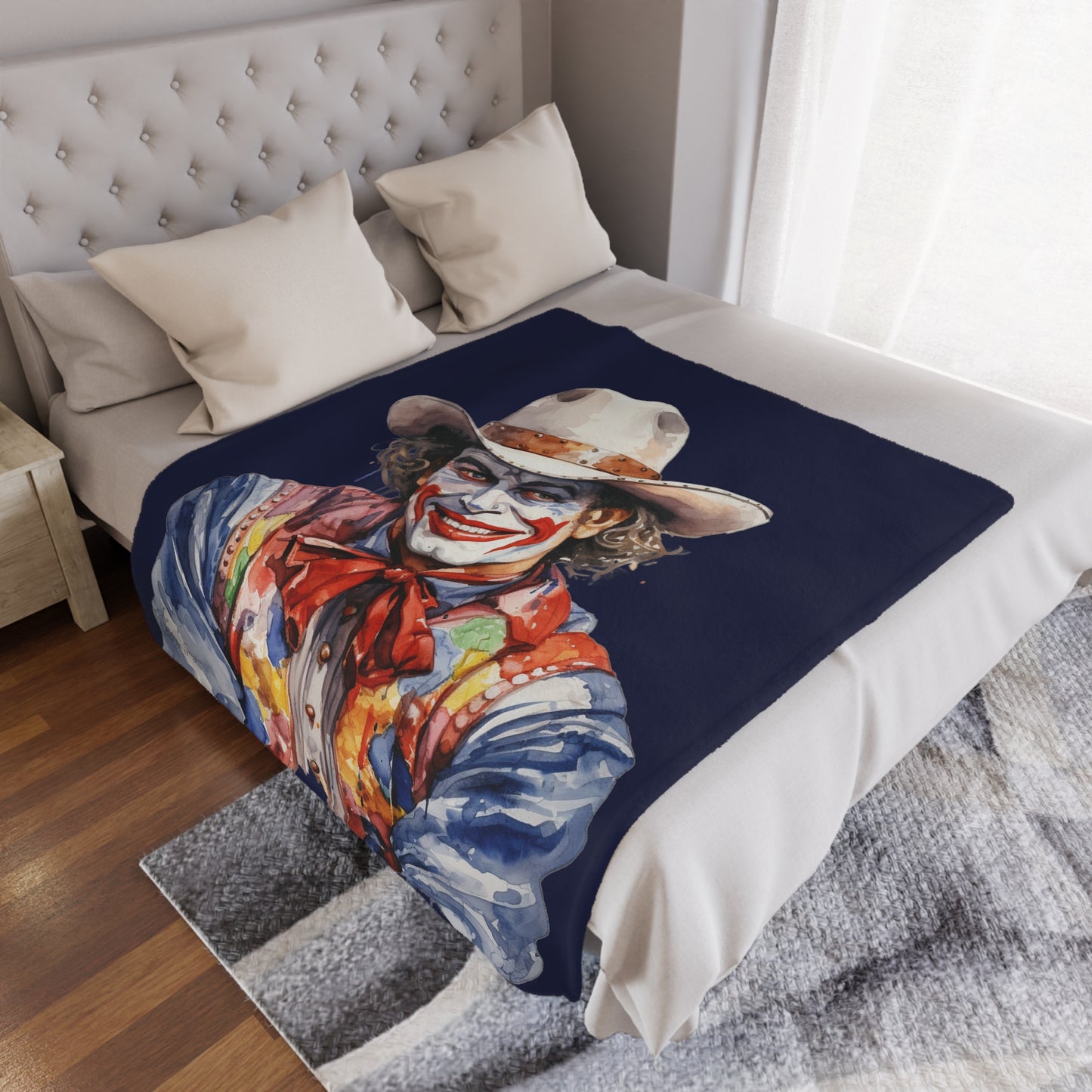 Dark Blue Rodeo Clown Minky Blanket