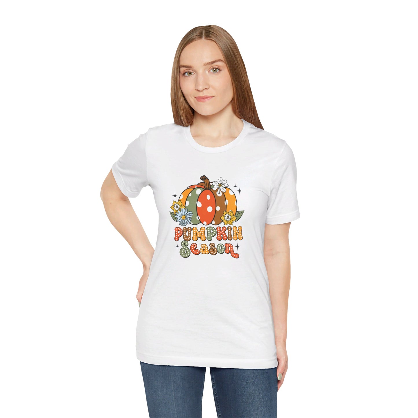 Pumpkin Season: Bella Canvas T-shirt with Multicolored Pumpkins