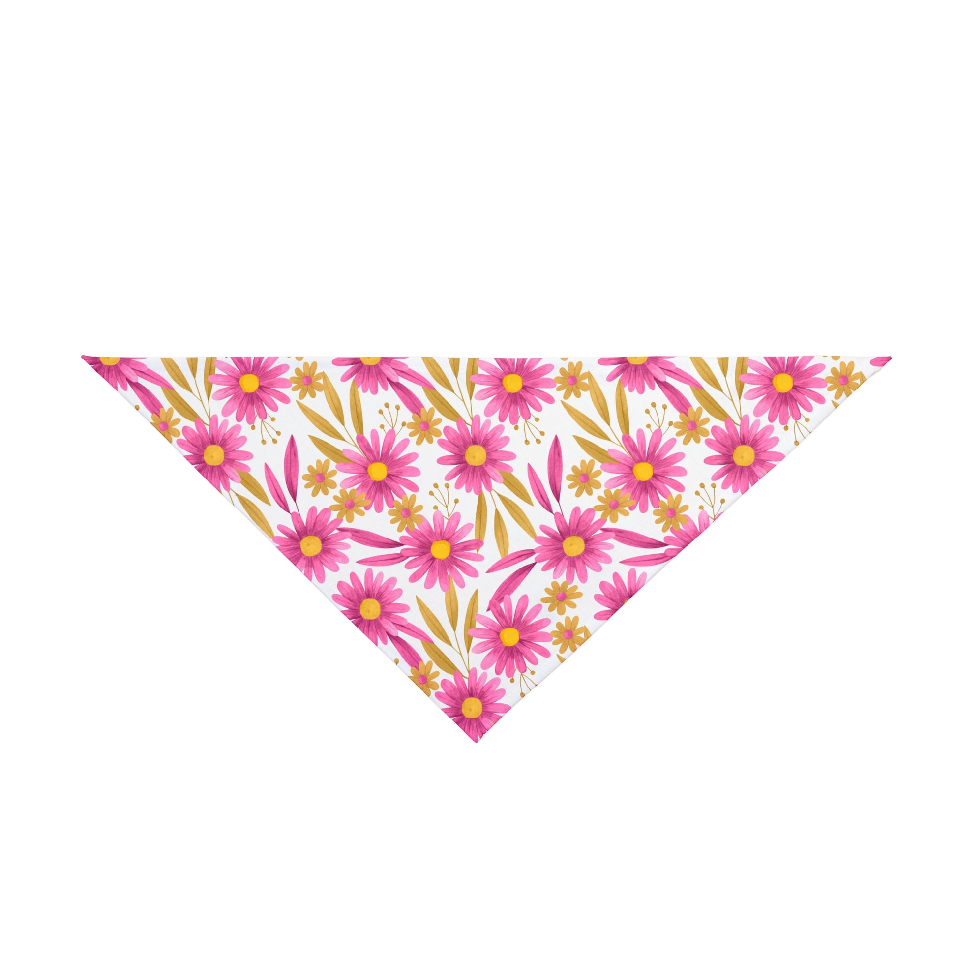 Add a pop of color to your dog's style with our Pink Daisy Delight Dog Bandana/Wild Rag. The white background with fun bright pink daisies creates a cheerful and vibrant look. Crafted from soft-spun polyester, this wild rag ensures comfort and style. Make your pup stand out with this exclusive design, available only at Eliza Singer. 