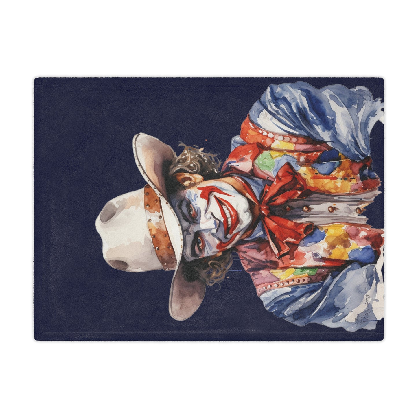 Dark Blue Rodeo Clown Minky Blanket