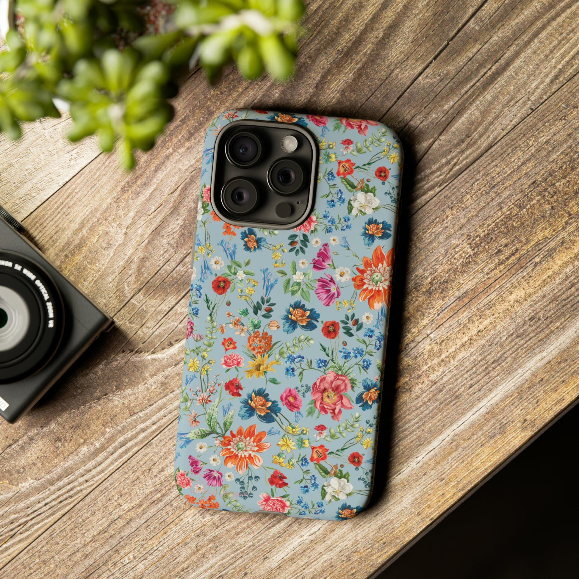 Blossom in Color: Wildflower Floral Colorful Design iPhone Tough Protective Cover. Vibrant flowers in Turquoise and Pink, compatible with iPhone 15, 14, 13, XS, XR Pro/Max/Mini/P/Plus. Embrace Nature's Palette with Style and Durability. #ElizaSinger #PhoneCase #FloralDesign