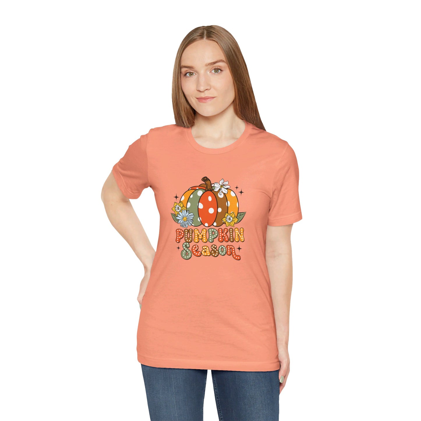 Pumpkin Season: Bella Canvas T-shirt with Multicolored Pumpkins