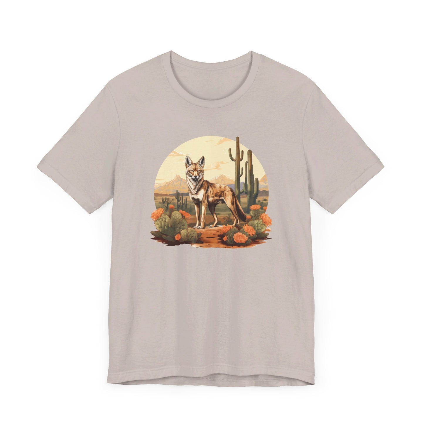Desert Nomad: Bella Canvas T-shirt with Jackal and Cactus