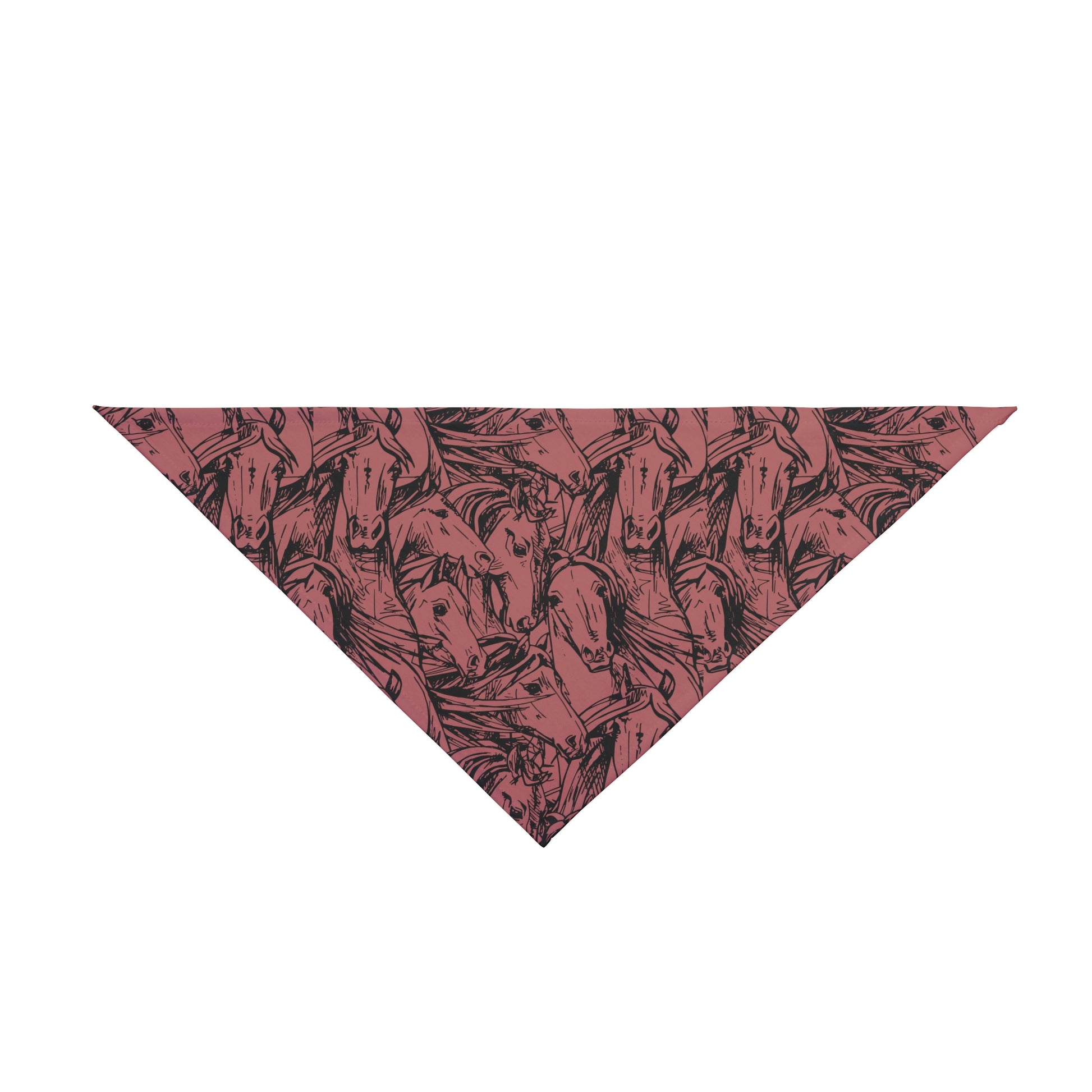 Unleash the elegance of horses with our Equine Elegance Dog Bandana/Wild Rag. The ink sketch of horse heads on a dark coral background adds a touch of sophistication to your pup's look. Crafted from soft-spun polyester, this wild rag ensures comfort and style. Let your dog showcase their love for equine beauty with this exclusive design, available only at Eliza Singer.