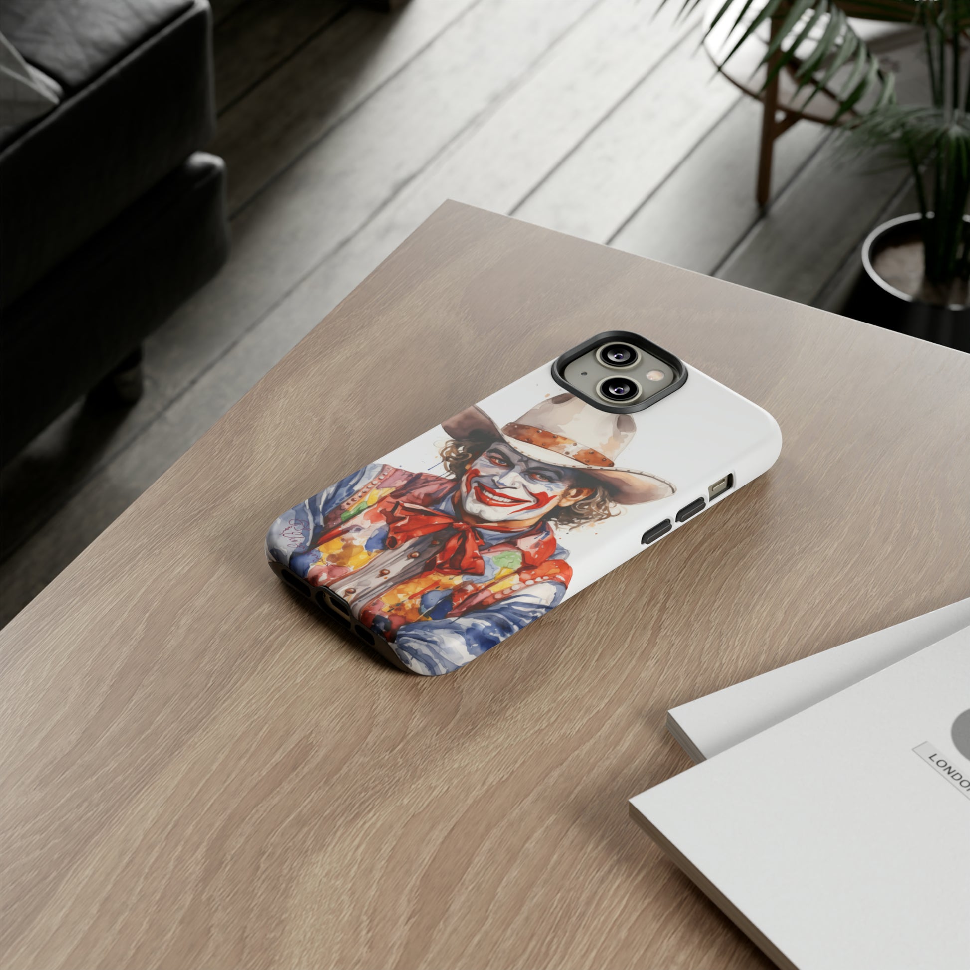 Unveiling our Tough Western Cell Phone Case: Watercolor Rodeo Clown Edition! Immerse yourself in the world of rodeo with this charming watercolor depiction of a rodeo clown on a white background. A perfect blend of style and durability.