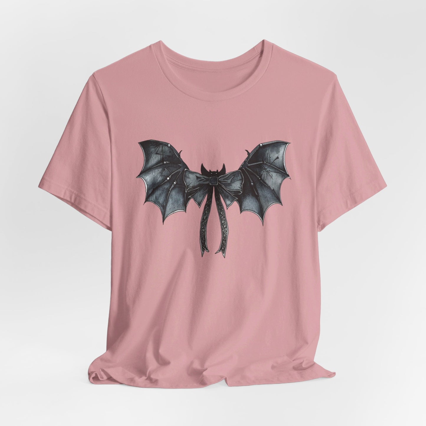 Subtle Spooks: Halloween Bella Canvas T-shirt with Minimalistic Bat Wing Design