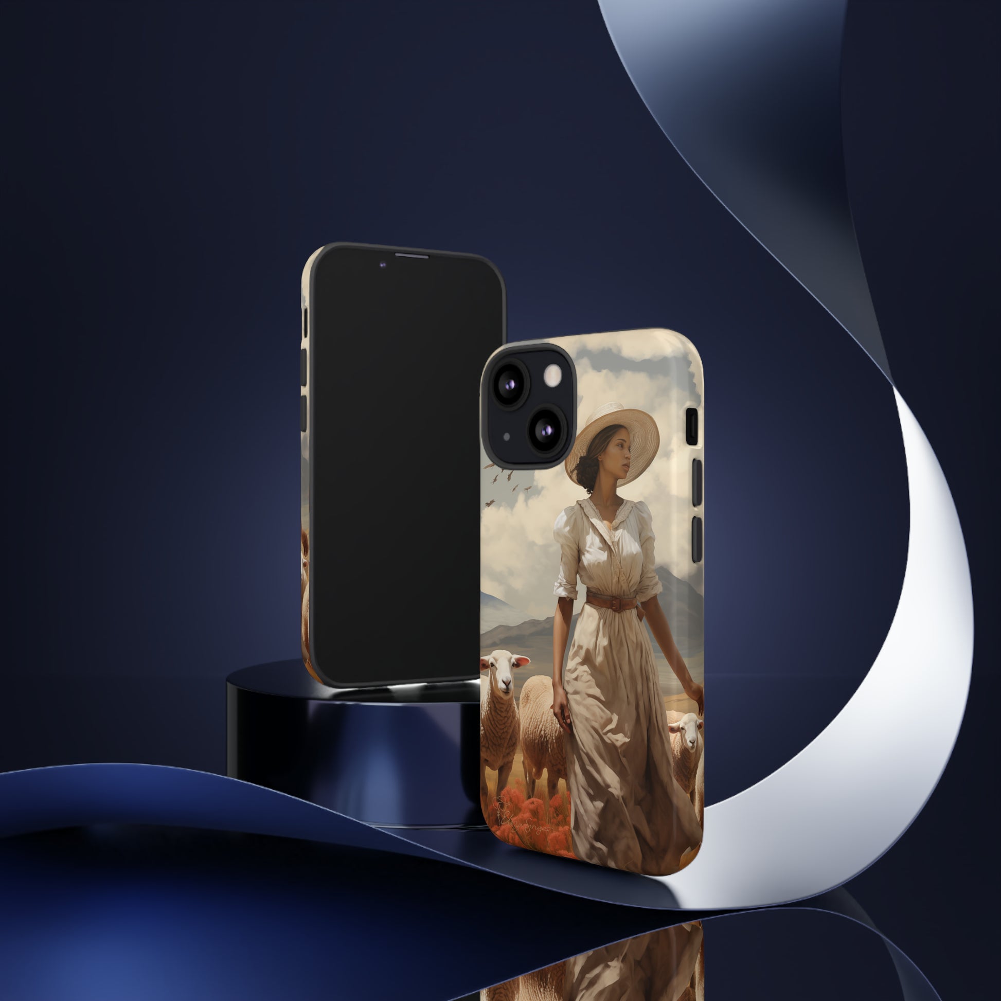Misty Prairie Wanderer: Elevate your Tough Western Cell Phone Case with a captivating twist. This edition offers a misty take on the vintage painted design, providing a unique and enchanting touch. Experience the allure of the unknown. #ElizaSinger #PhoneCase #VintageDesign