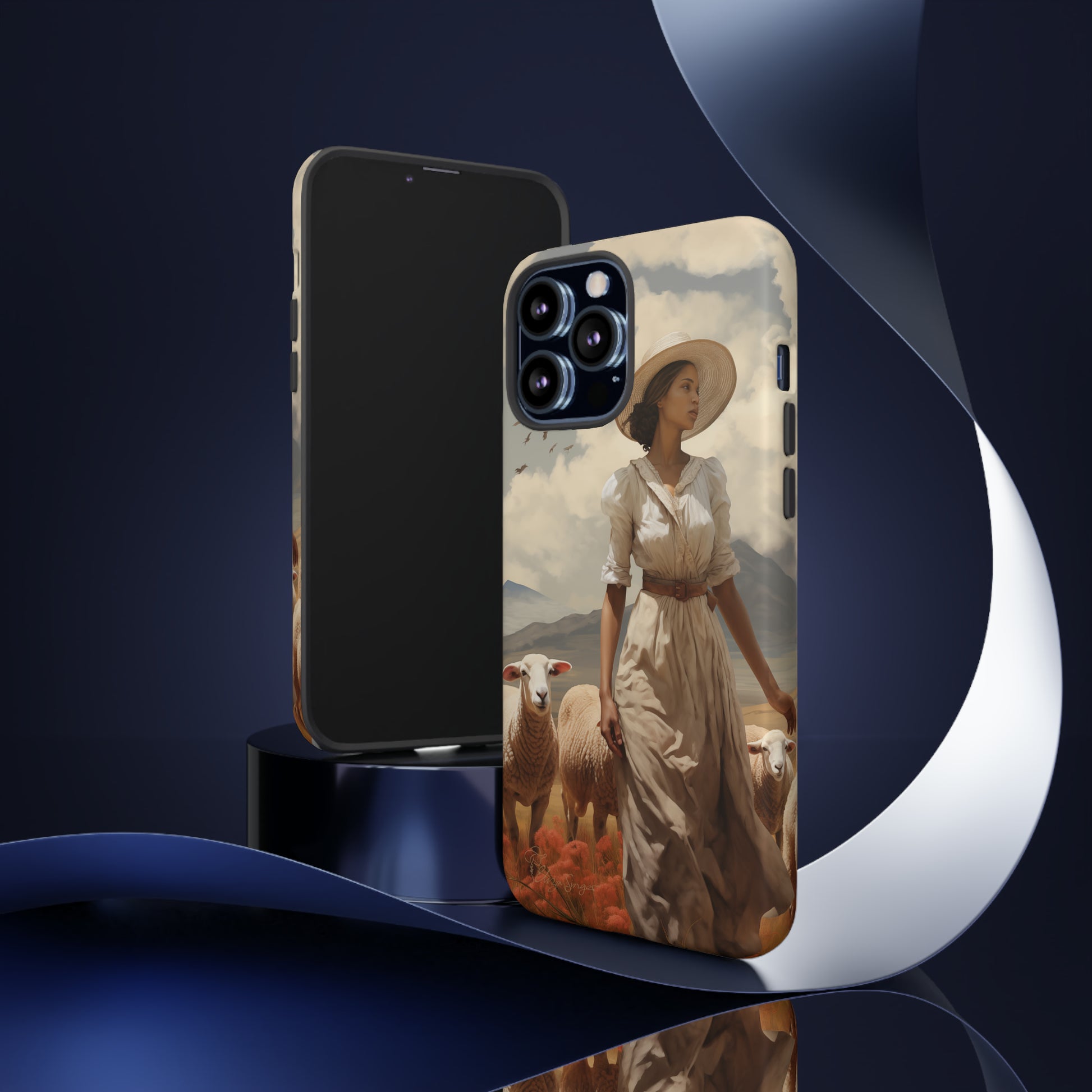Misty Prairie Wanderer: Elevate your Tough Western Cell Phone Case with a captivating twist. This edition offers a misty take on the vintage painted design, providing a unique and enchanting touch. Experience the allure of the unknown. #ElizaSinger #PhoneCase #VintageDesign