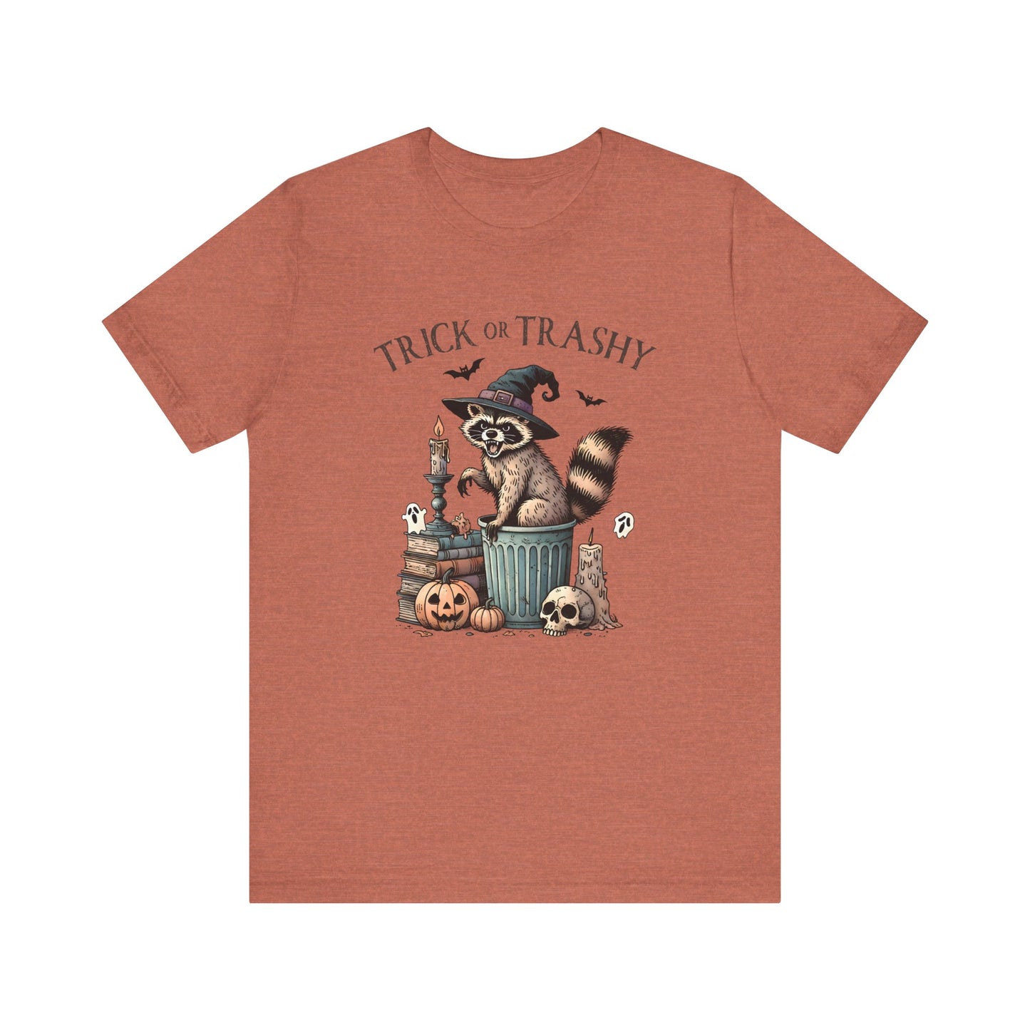 Trick or Trashy: Halloween Bella Canvas T-shirt with Raccoon