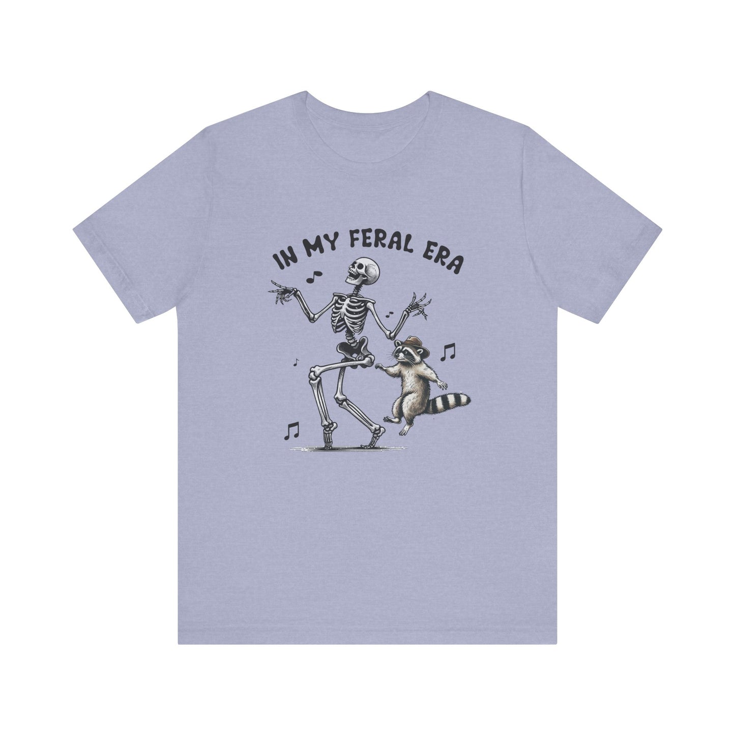 Feral Era: Halloween Bella Canvas T-shirt with Skeleton and Raccoon