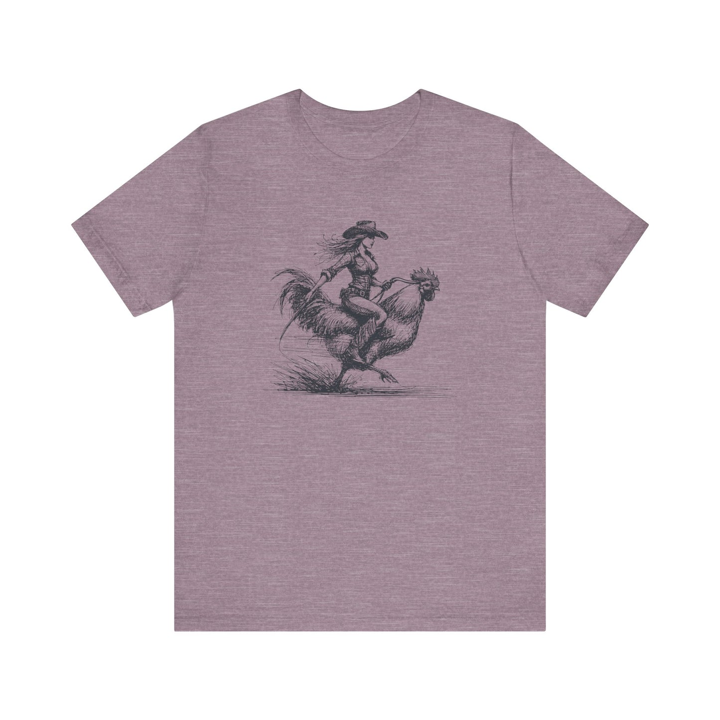 Scribble Style: Bella Canvas T-shirt with Cowgirl on Rooster